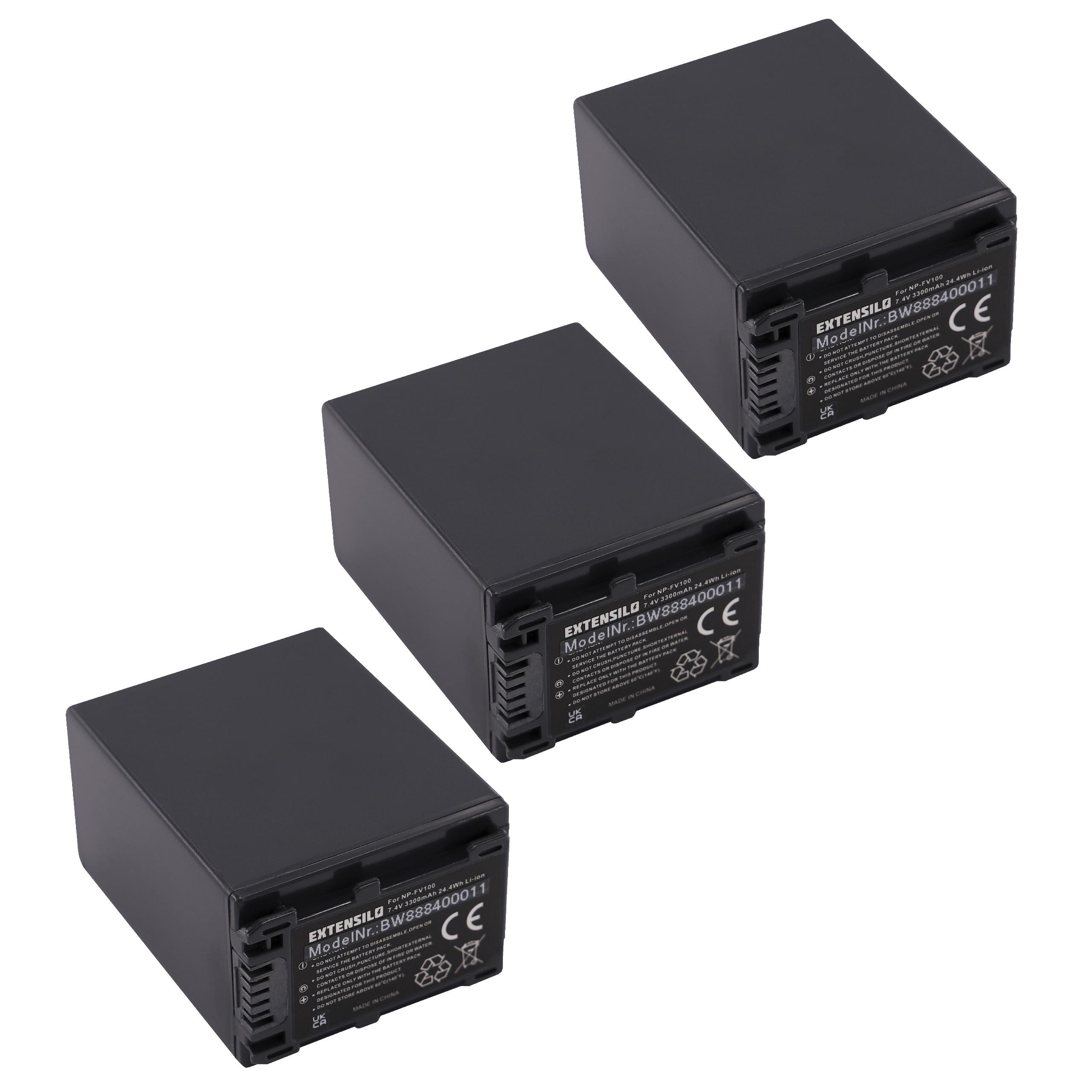 EXTENSILO kompatibel mit Akku DCR-SX44/L, 7.4 Li-Ion Kamera, DCR-SX44, - DCR-SX44E, Sony DCR-SX43R DCR-SX44/R, DCR-SX44/E, 3300 Volt, DCR-SX43E