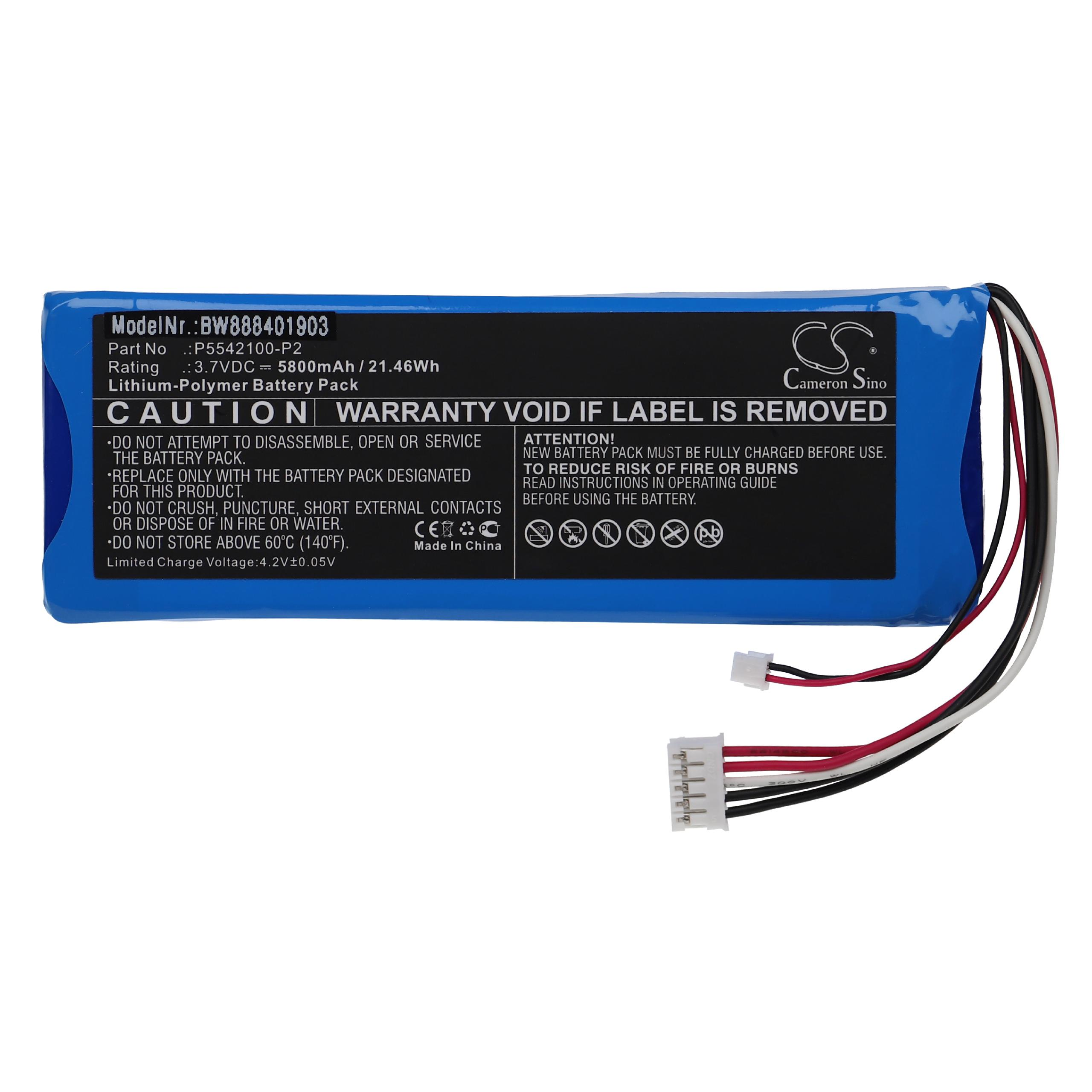 VHBW kompatibel mit JBL Pulse 3 Li-Polymer Lautsprecher, - Volt, Akku 5800 3.7