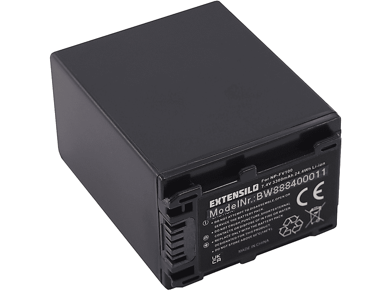 EXTENSILO kompatibel mit Sony HDR-CX180ES, HDR-CX220EB, HDR-CX190E, HDR-CX200E, HDR-CX210E, HDR-CX220E Li-Ion Akku - Kamera, 7.4 Volt, 3300