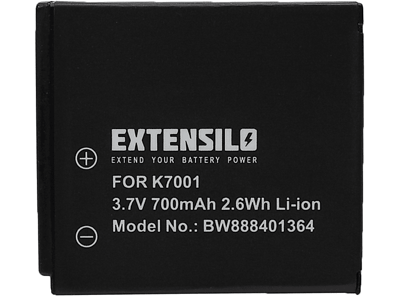 EXTENSILO kompatibel mit Medion MD85863, MD86063, MD86288, MD86390, MD86084, MD85562, P42010, MD85416 Li-Ion Akku - Kamera, 3.7 Volt, 700