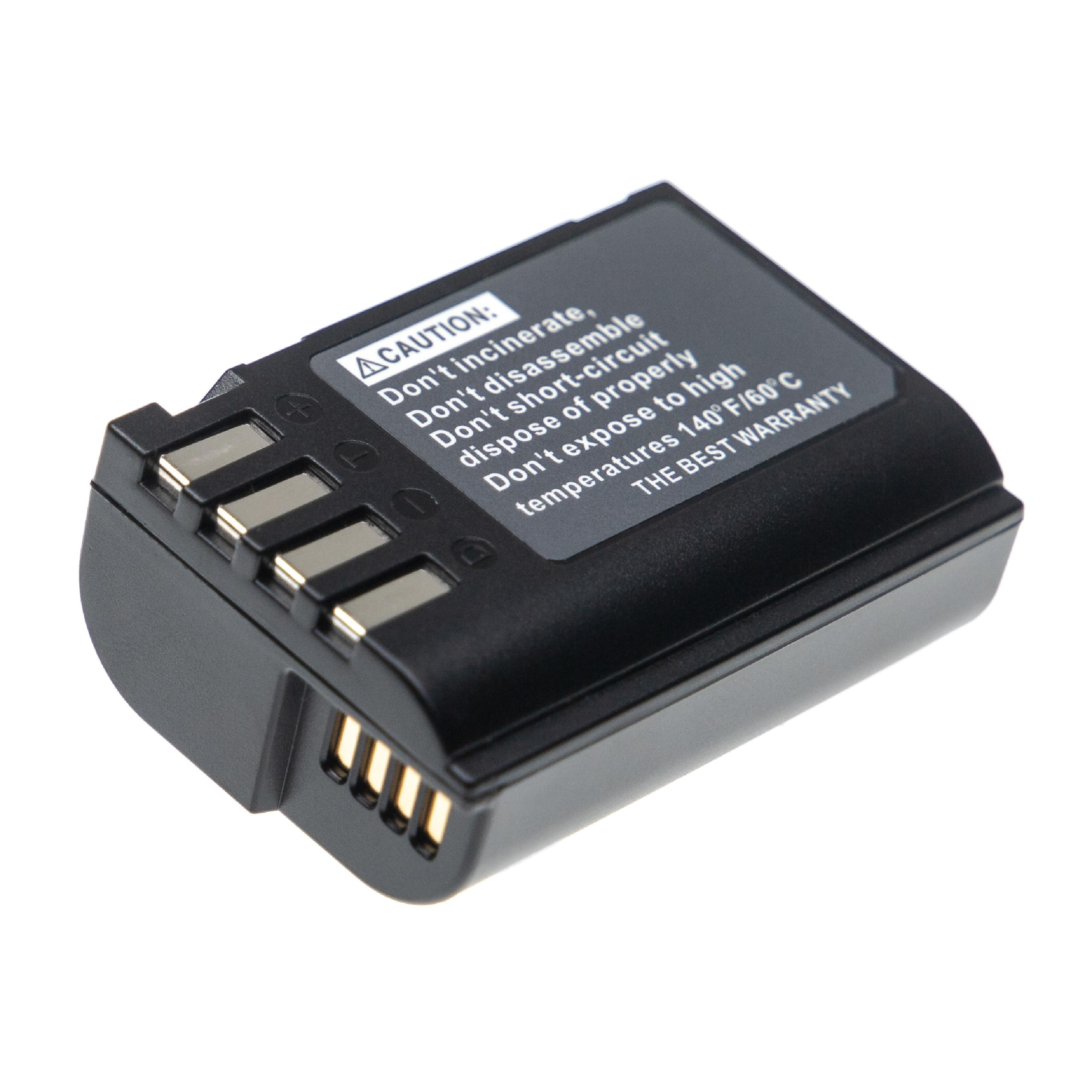 Schwarze Batterie mit Text und Goldkontakten, weißer Hintergrund.