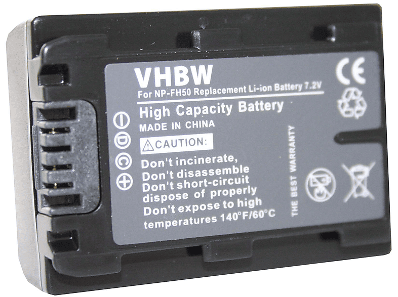 VHBW kompatibel mit Sony Cybershot DSC-HX100, DSC-HX100V, DSC-HX200V Li-Ion Akku - Kamera, 7.2 Volt, 500