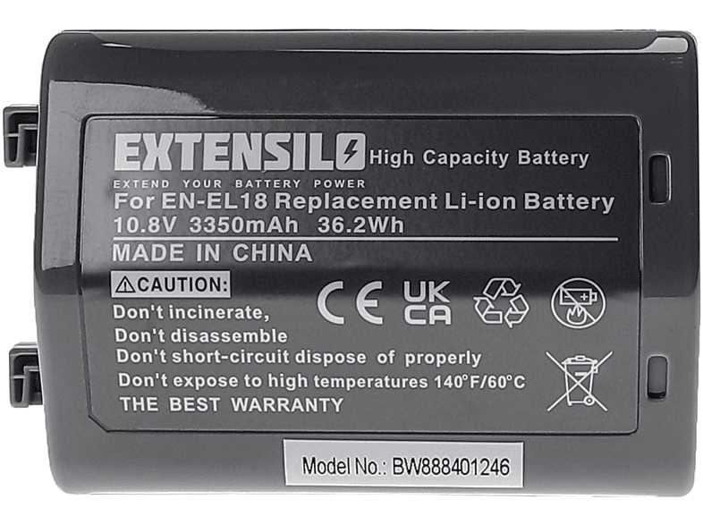 EXTENSILO Ersatz für Nikon EN-EL18 für Li-Ion Akku - Kamera, 10.8 Volt, 3350