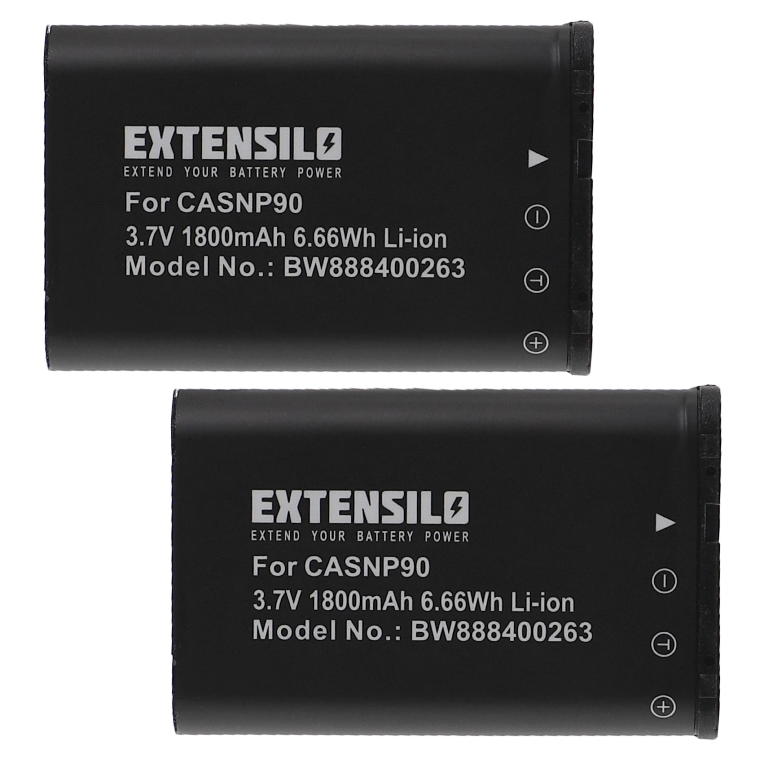 EXTENSILO kompatibel mit Exilim 1800 mAh Volt, Casio EX-Z2000PK, EX-Z2000SR, EX-Z2000BK, 3.7 Li-Ion EX-Z2000VT Akku, EX-Z2000RD