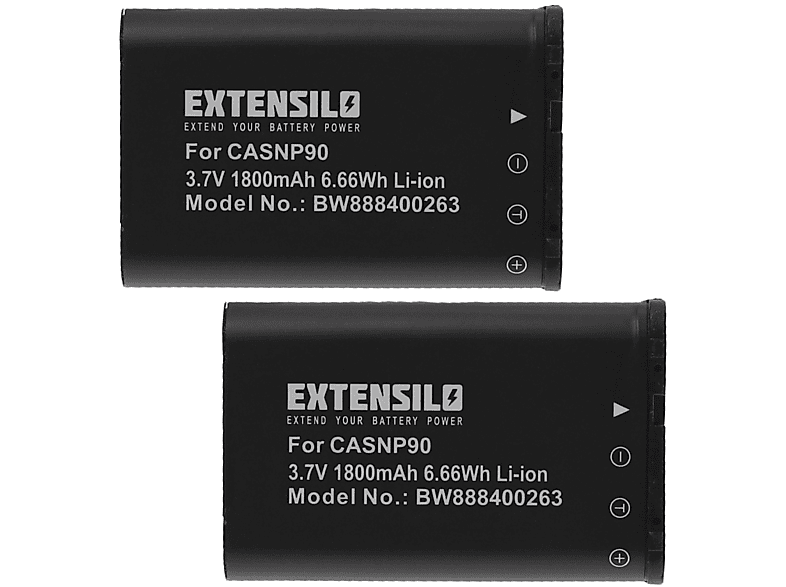 EXTENSILO kompatibel mit Casio Exilim EX-Z2000PK, EX-Z2000BK, EX-Z2000RD, Akku, Li-Ion EX-Z2000SR, 1800 EX-Z2000VT 3.7 Volt, mAh