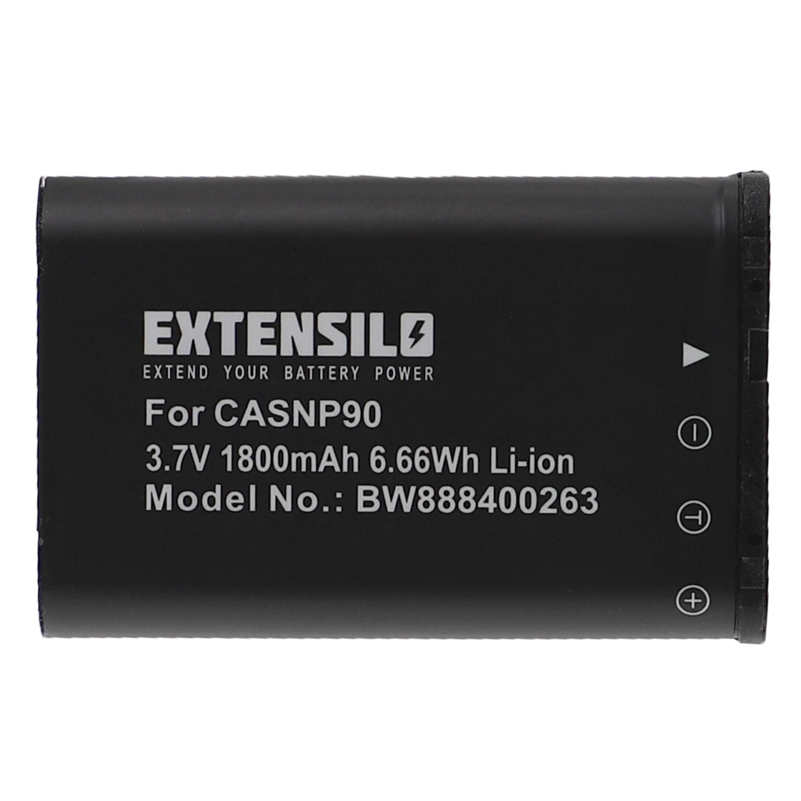EXTENSILO kompatibel mit Casio Exilim EX-Z2000PK, EX-Z2000BK, EX-Z2000RD, Akku, Li-Ion EX-Z2000SR, 1800 EX-Z2000VT 3.7 Volt, mAh