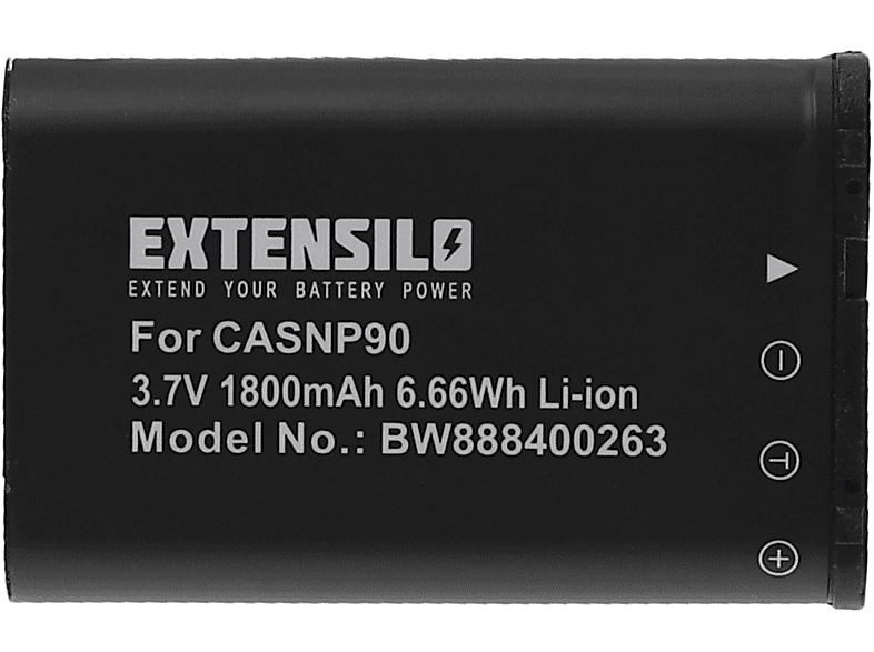 EXTENSILO kompatibel EX-Z2000RD, 3.7 - EX-Z2000BK, Volt, Casio Kamera, mit 1800 Akku Li-Ion Exilim EX-Z2000VT EX-Z2000SR, EX-Z2000PK