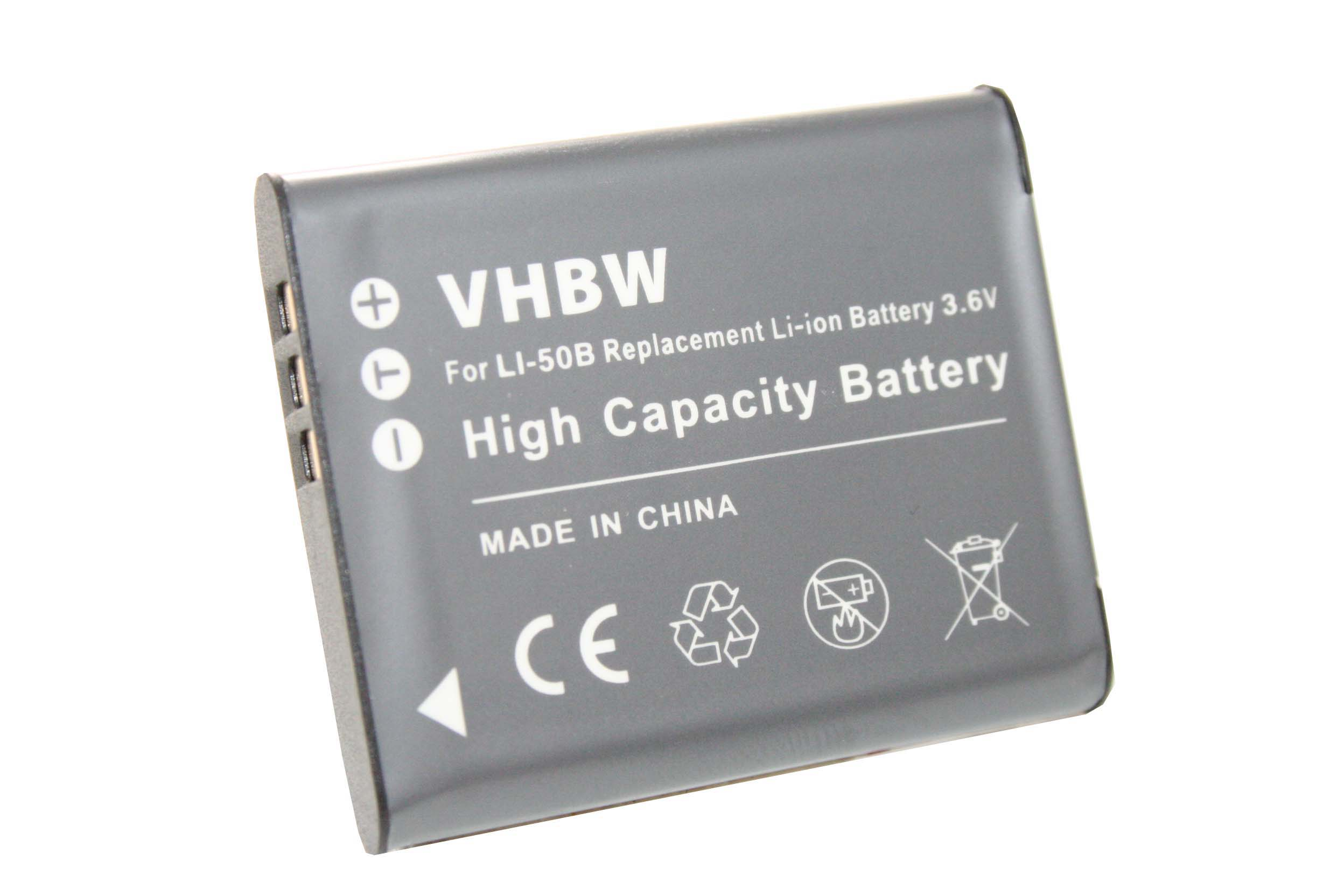 VHBW kompatibel mit Ricoh WG-50, WG-30W WG50, WG-30, WG-5 600 Li-Ion GPS, 3.6 Akku, Volt, mAh