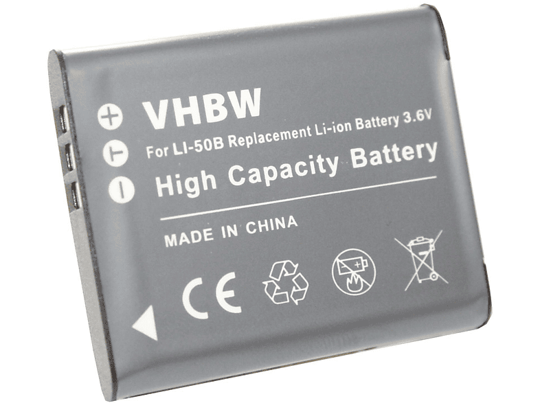 VHBW kompatibel mit Akku, 3.6 Li-Ion WG-30W 600 WG50, WG-50, WG-5 Volt, Ricoh WG-30, mAh GPS