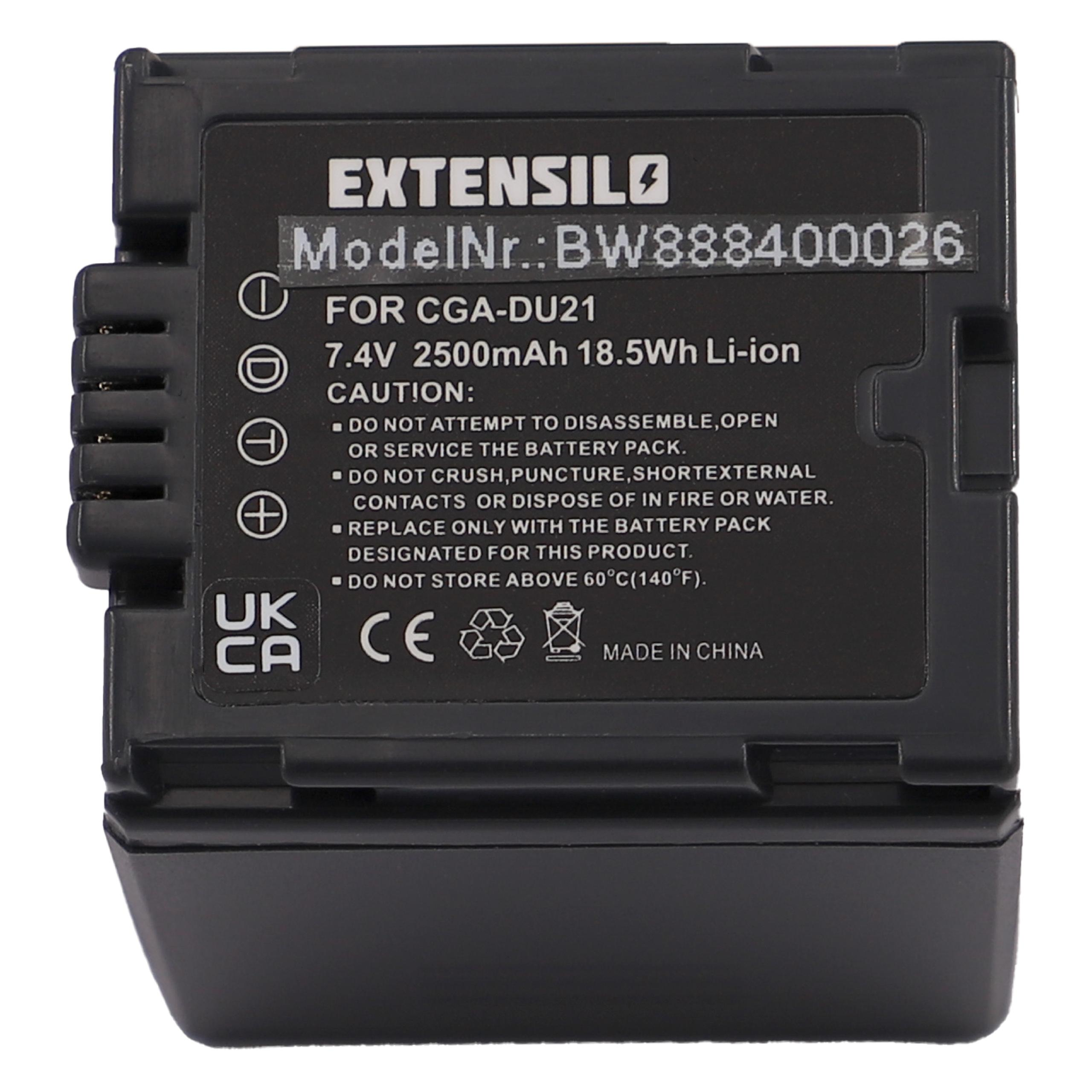 EXTENSILO kompatibel mit 7.4 Kamera, PV-GS120, NV-GS90, - PV-GS50, PV-GS200, 2500 Panasonic NV-GS70, NV-GS80, Akku Volt, PV-GS50S, Li-Ion NV-GS75EG
