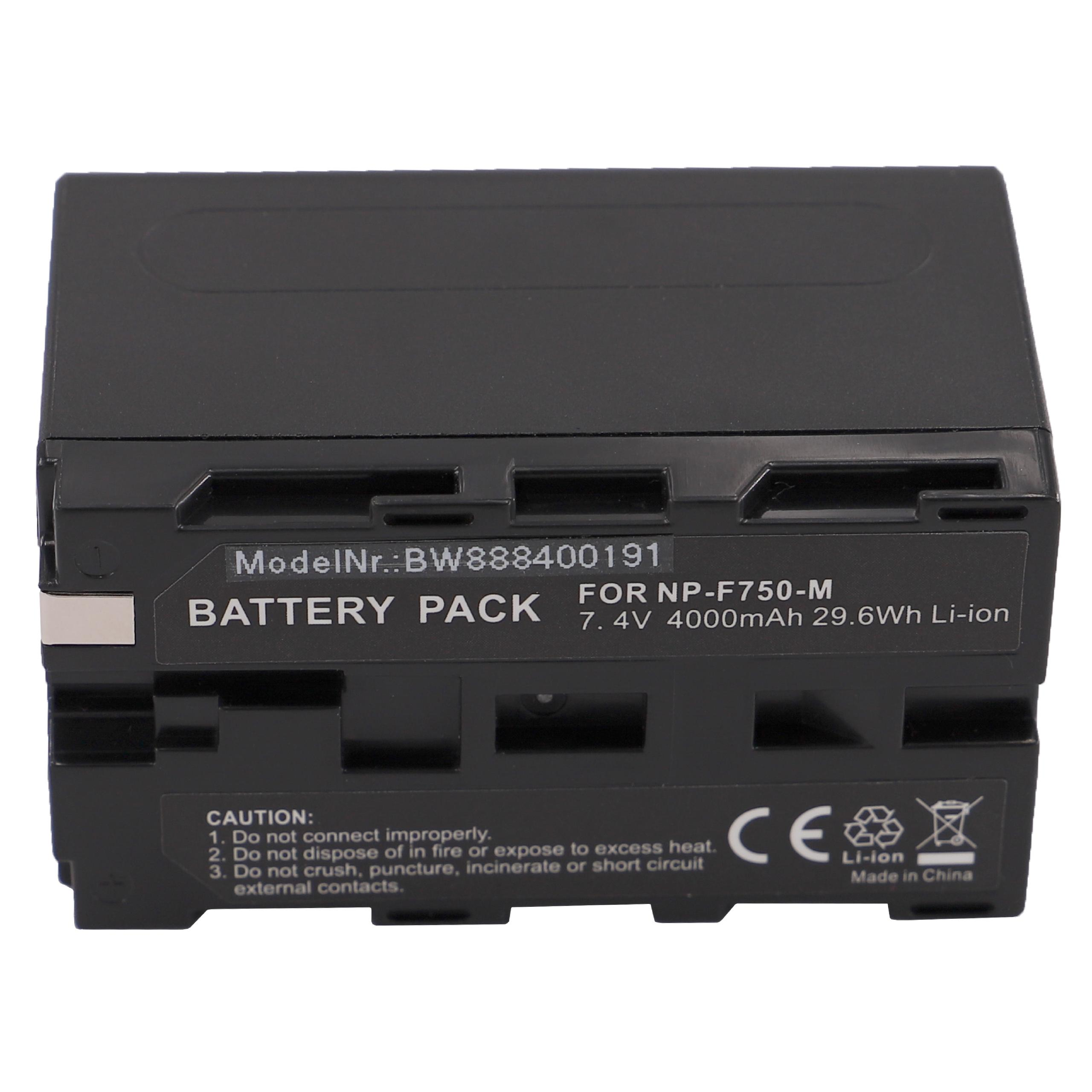 Schwarzer Akku mit weißem Etikett, 'BATTERY PACK' Text und Symbolen. Hergestellt in China.