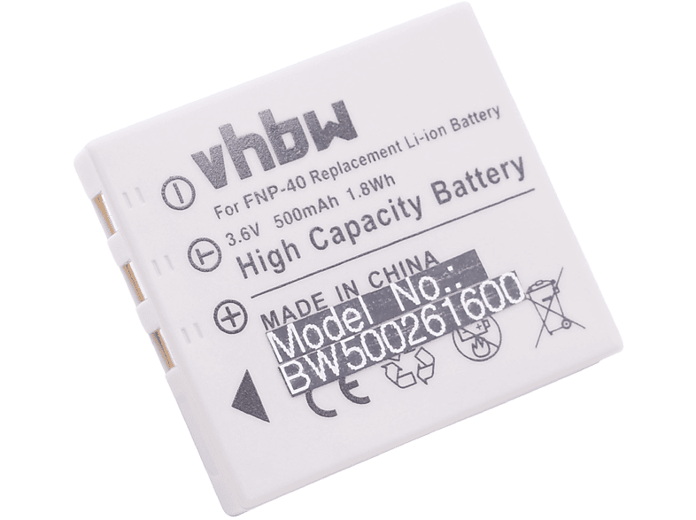 VHBW kompatibel mit Rollei DB60, XS-10 in touch Li-Ion Akku, 3.6 Volt, 500 mAh