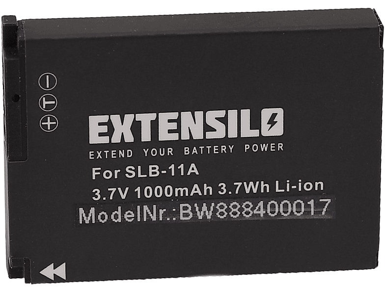 EXTENSILO Ersatz für Samsung SLB-11a Kamera, Li-Ion für - Volt, 1000 Akku 3.7