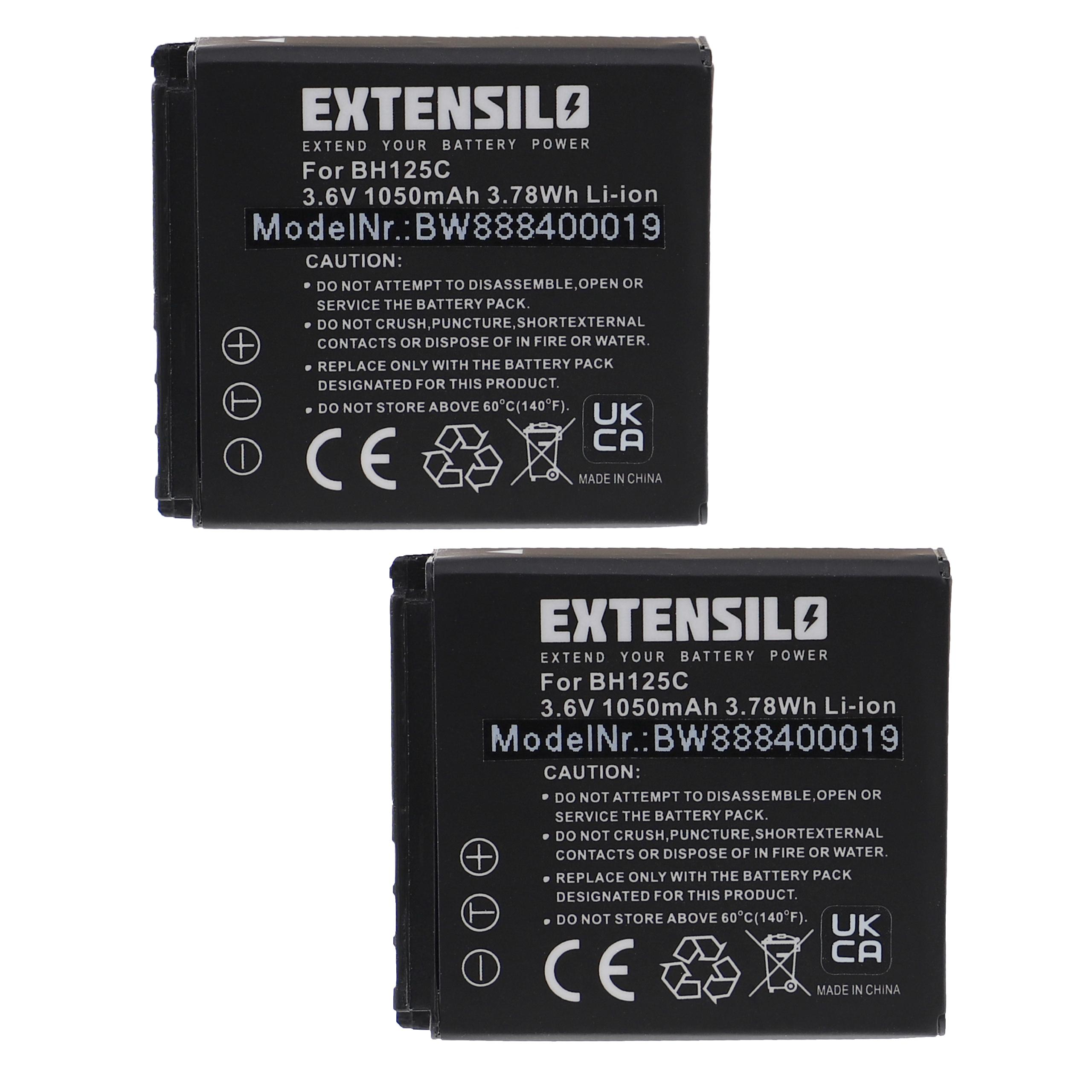 Zwei schwarze Batterien mit Text. Weißer Hintergrund.