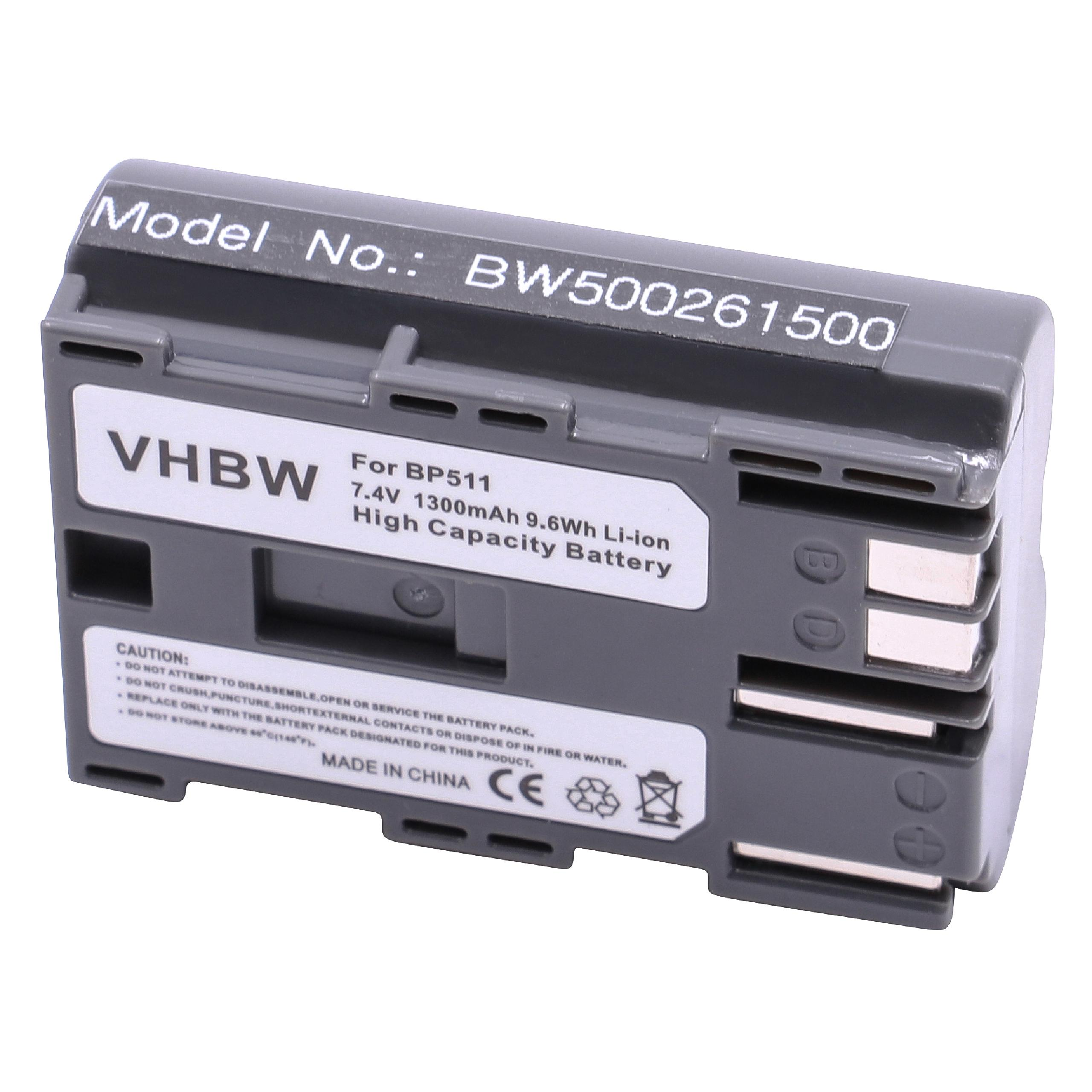 VHBW kompatibel mit Canon 7.2 Kamera, Li-Ion MVXli, 1300 Volt, MVX2i, - MVX3i, MVX150i, MVX1, Akku MVX1i, MVX100i Serie MVX