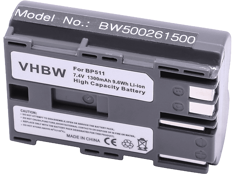 VHBW kompatibel mit Canon MVX Serie MVX1i, MVX2i, MVX150i, MVX1, MVX3i, MVXli, MVX100i Li-Ion Akku - Kamera, 7.2 Volt, 1300