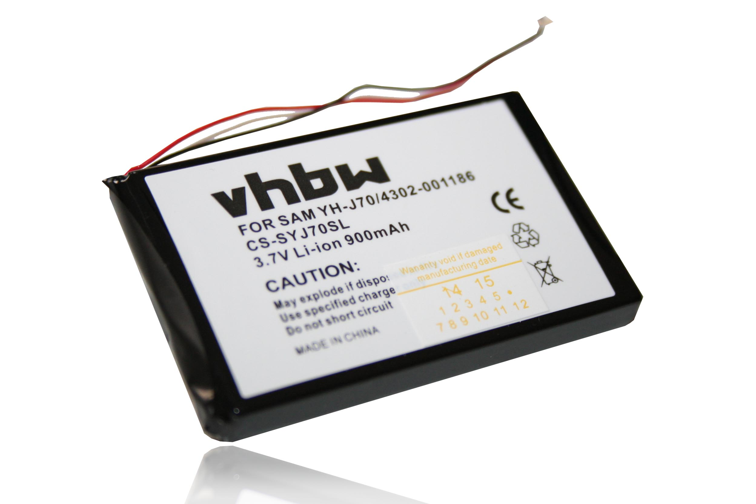 VHBW kompatibel mit YH-J70LW, Volt, Samsung - YH-J70 YH-J70JLW, 3.7 YH-J70SB, Akku 900 MP3, YH-J70JLB, Li-Ion