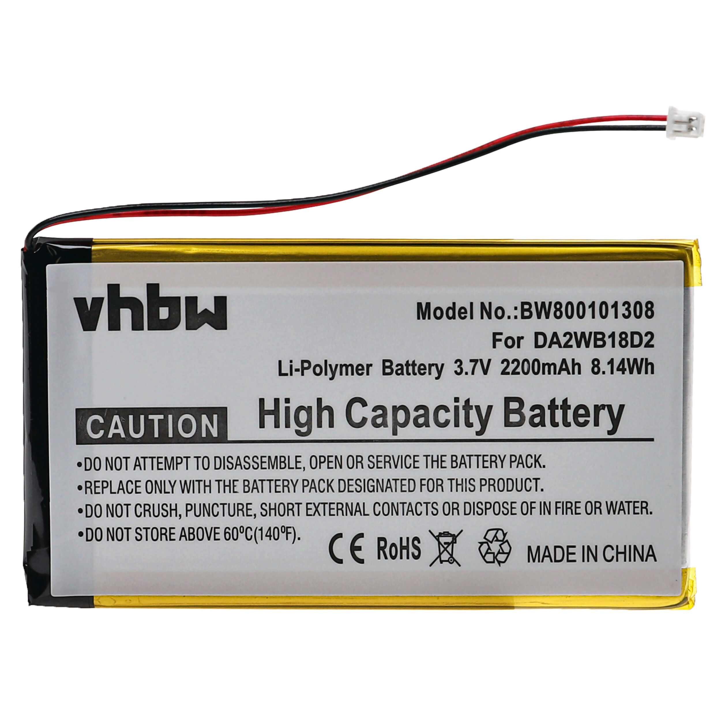 VHBW kompatibel mit Li-Polymer H340, - H120, H110, MP3, 3.7 Volt, 2200 Akku H140 Iriver H320