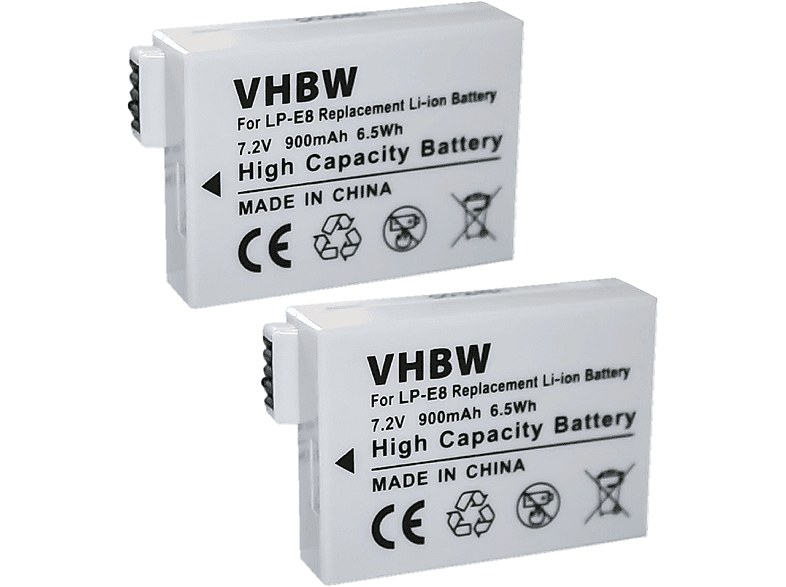 VHBW Ersatz für Canon Li-Ion für LP-E8 7.2 Kamera, - Volt, 900 Akku