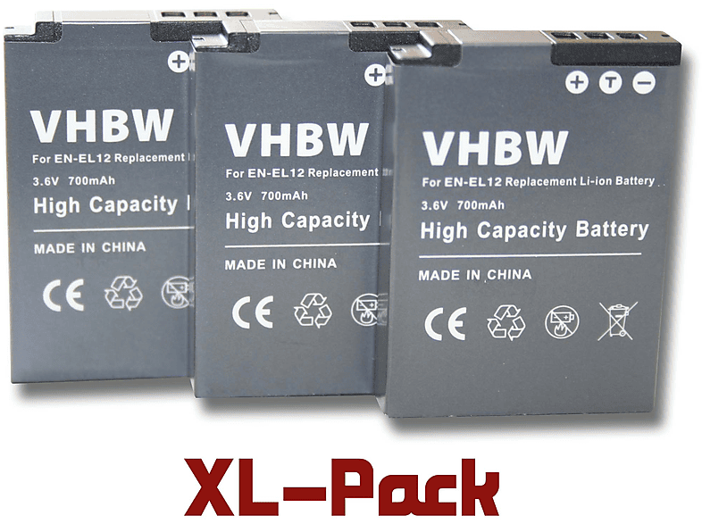 VHBW kompatibel S9900 mit Nikon S9100, S8200, W300, S9200, - Akku S9400, S9700, S9600, Coolpix 3.6 Li-Ion 700 S9500, Kamera, S9300, Volt