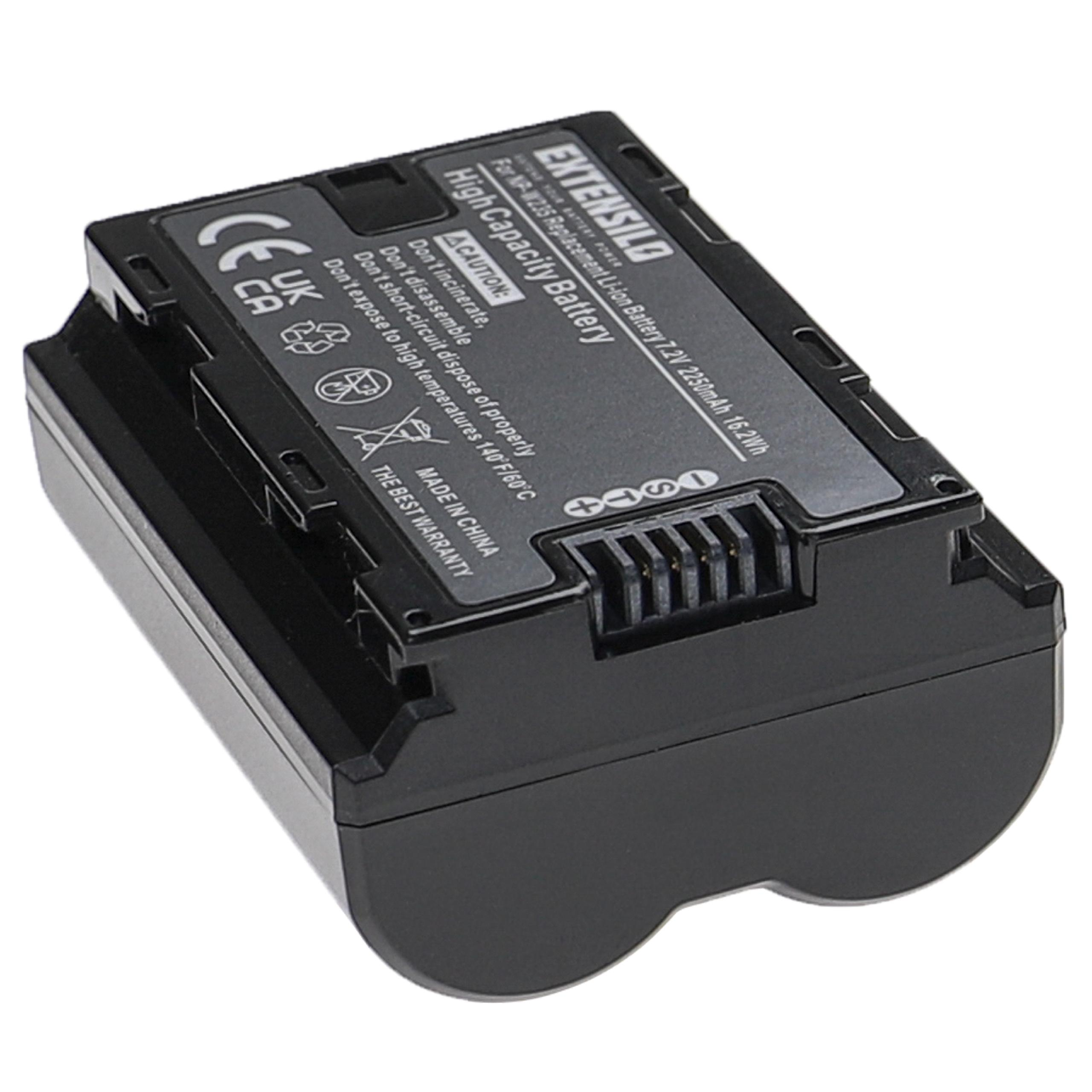 Eine schwarze Hochleistungsbatterie mit Etiketten wird gezeigt.