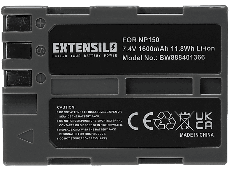 EXTENSILO Ersatz für Fujifilm BC-150, 7.4 Li-Ion für - Volt, NP-150 Kamera, Akku 1600