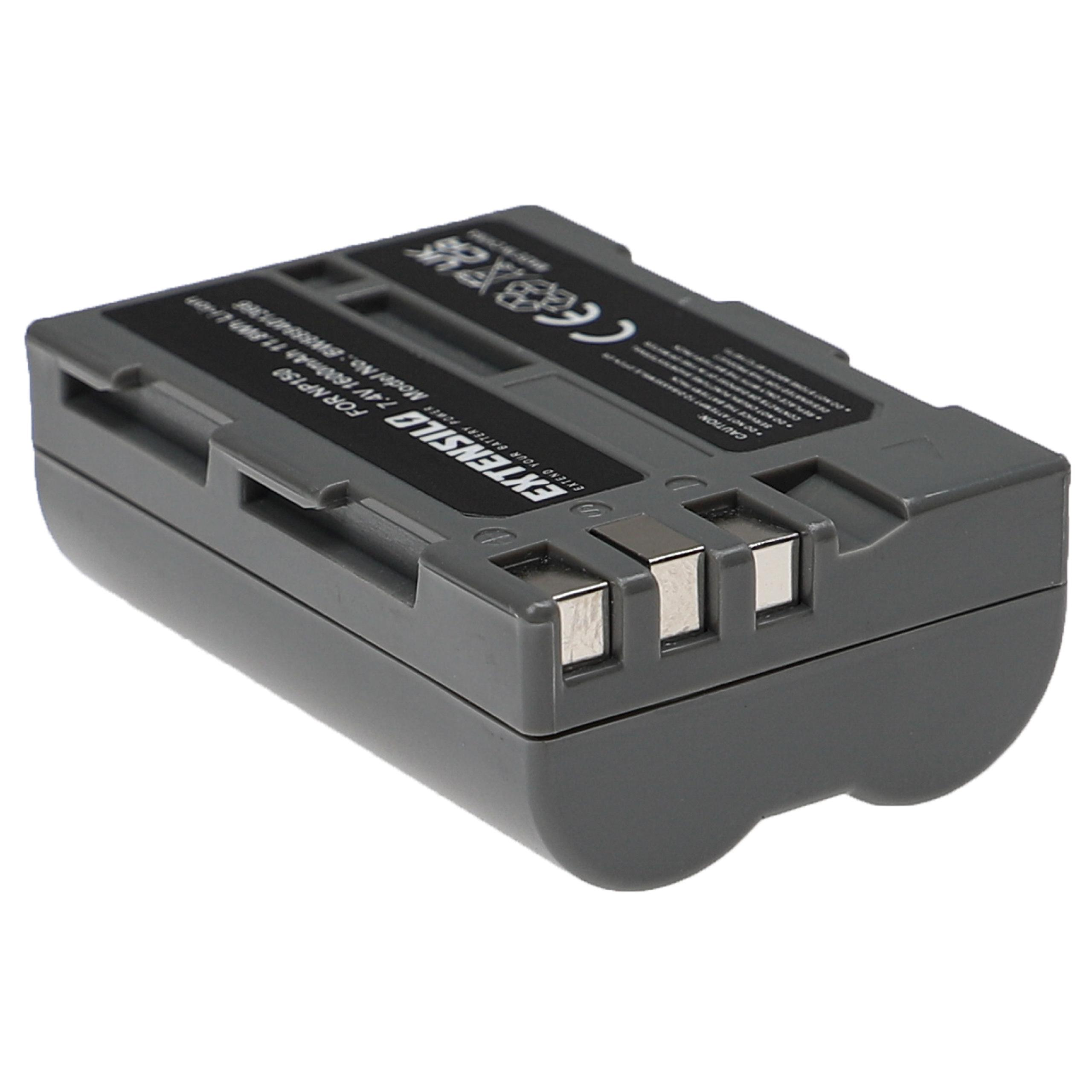 Eine graue Batterie mit schwarzem Text. Die Marke ist Extensilo.