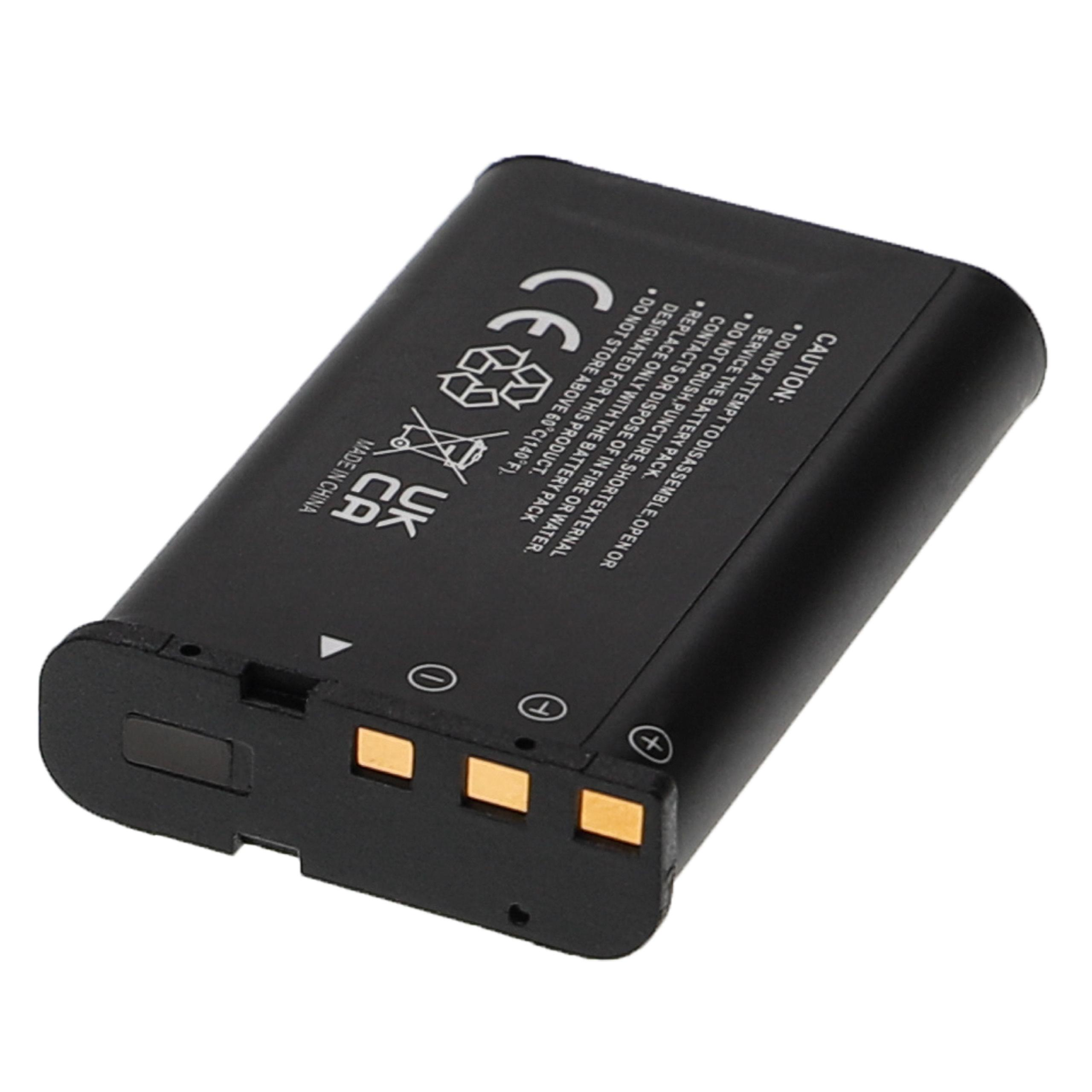 Eine schwarze Batterie mit Vorsichtsmaßnahmen, Symbolen und Warnungen auf weißem Hintergrund.