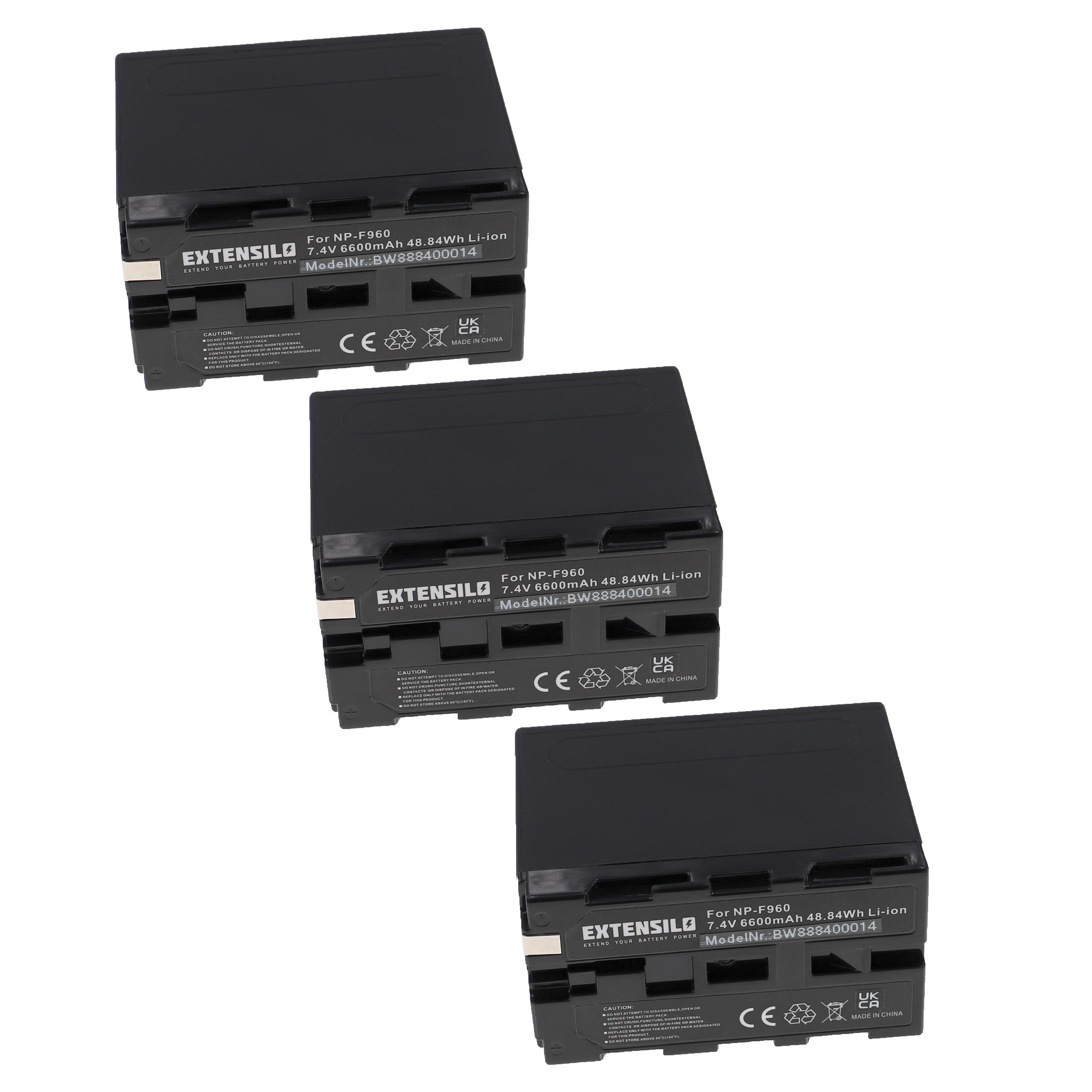 MiniDV DCR-TV900, Li-Ion DCR-VX2000, DCR-VX2100, DCR-TRV900 Kamera, DCR-VX70, - Volt, Akku mit 6600 EXTENSILO DCR-TV900E, 7.4 Sony kompatibel