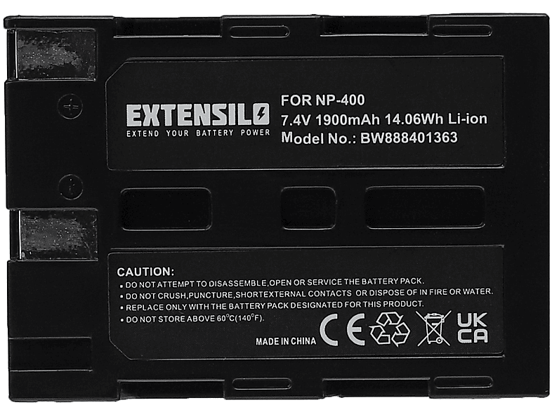 EXTENSILO Ersatz Volt, 1900 Kamera, für für Pentax Li-Ion D-LI50 - Akku 7.4
