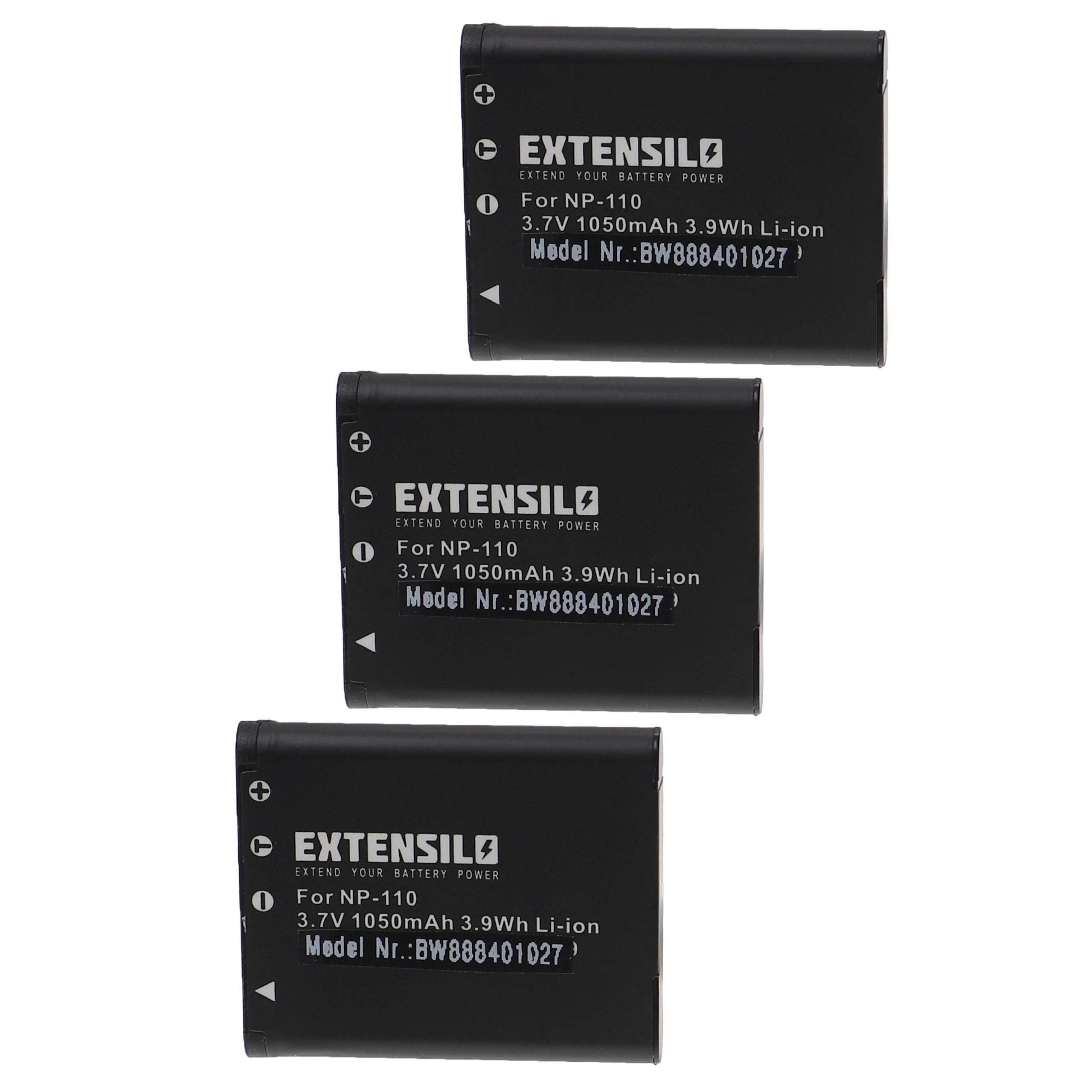 Drei schwarze Batterien mit weißem Text. Modellinformationen und Warnhinweise sichtbar. Minus- und Plus-Symbole ebenfalls vorhanden.