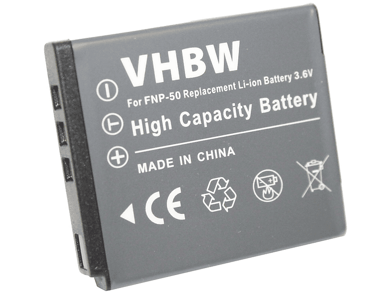 VHBW kompatibel mit 3.6 Kamera, Q7, Volt, Q10 Q-S1, 650 Q, Pentax Akku Li-Ion 