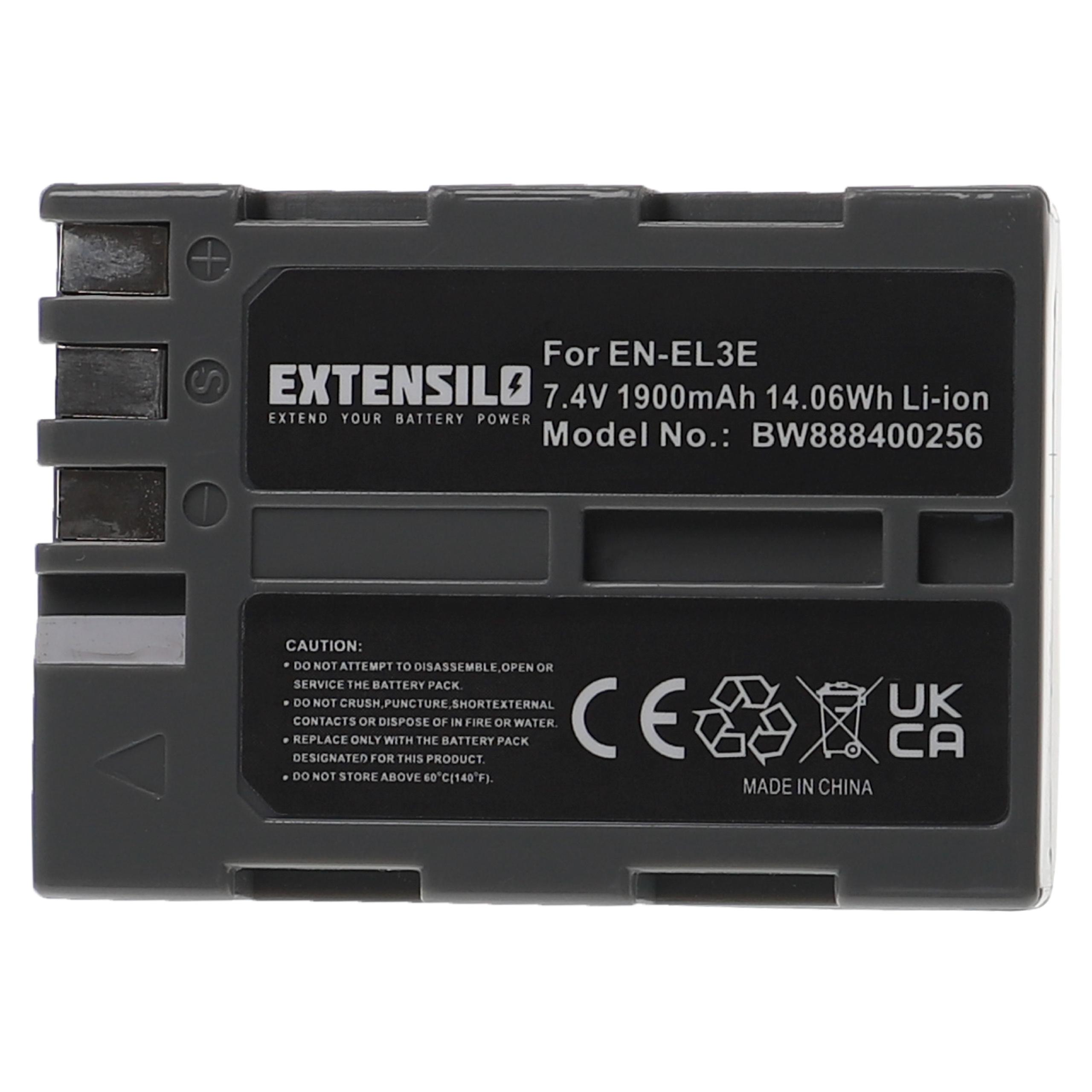 EXTENSILO Ersatz - EN-EL3e für Kamera, 7.4 Li-Ion 1900 Volt, Nikon Akku für