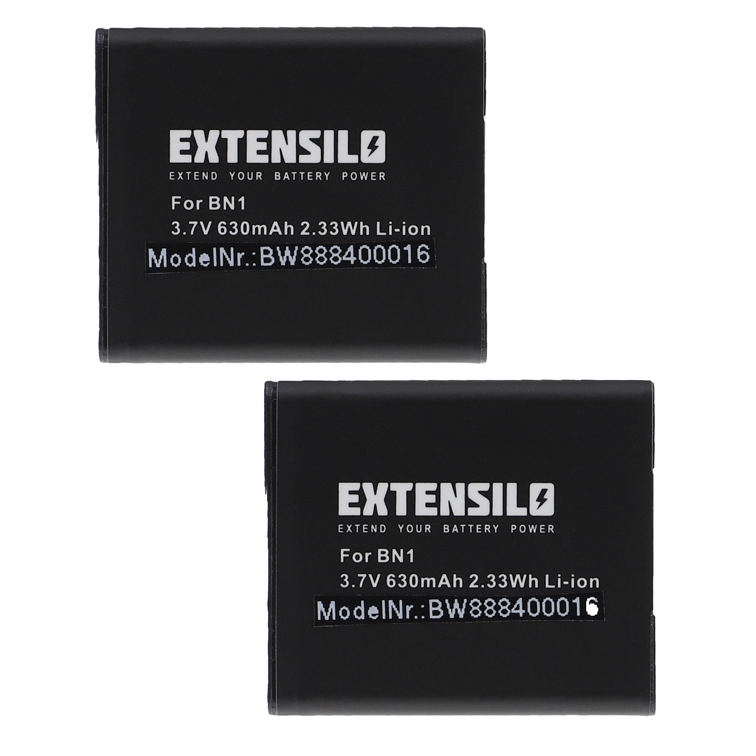 Zwei schwarze Batterien mit Text. Der Text enthält Markenname und technische Daten.