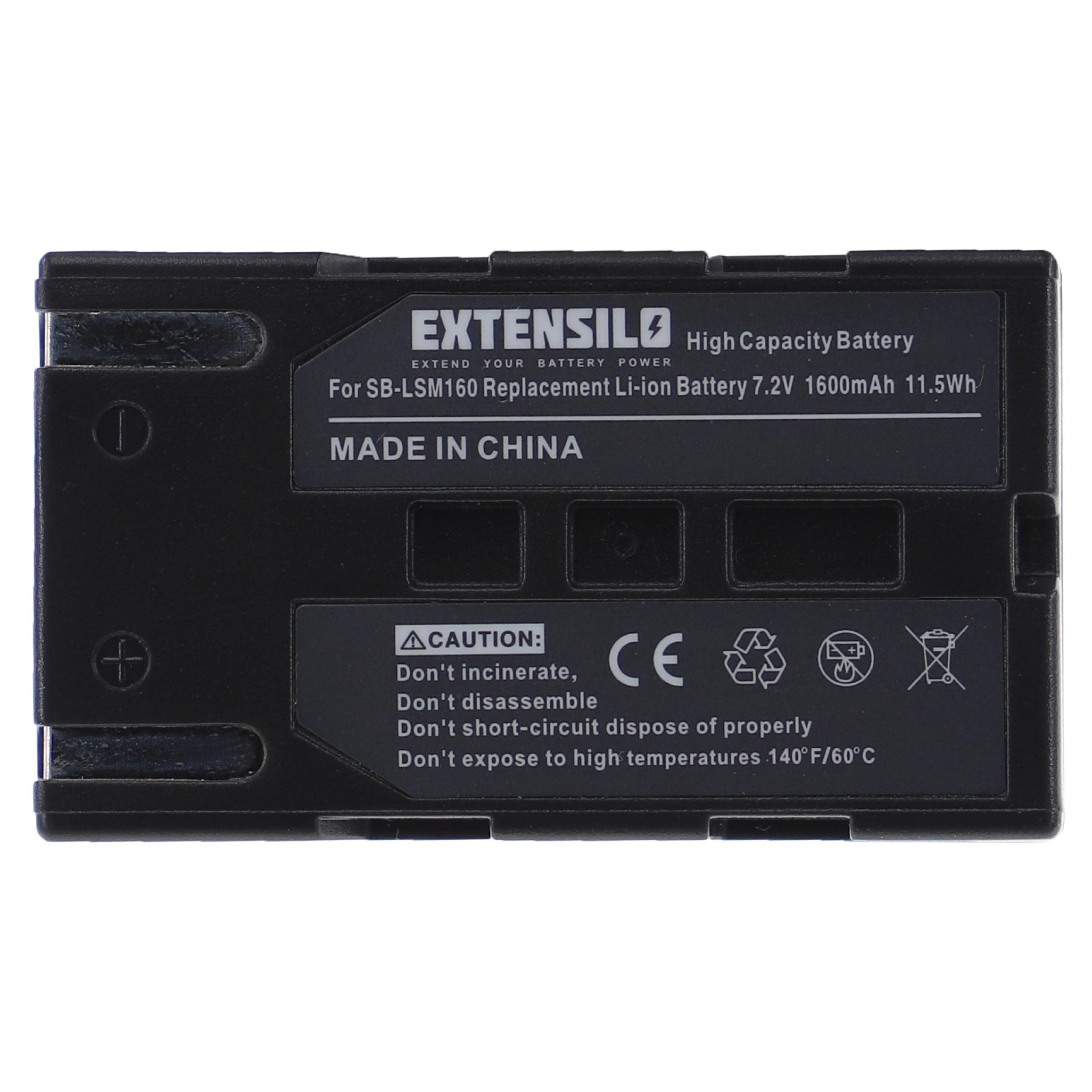 Eine schwarze rechteckige Batterie mit weißem Text auf weißem Grund.