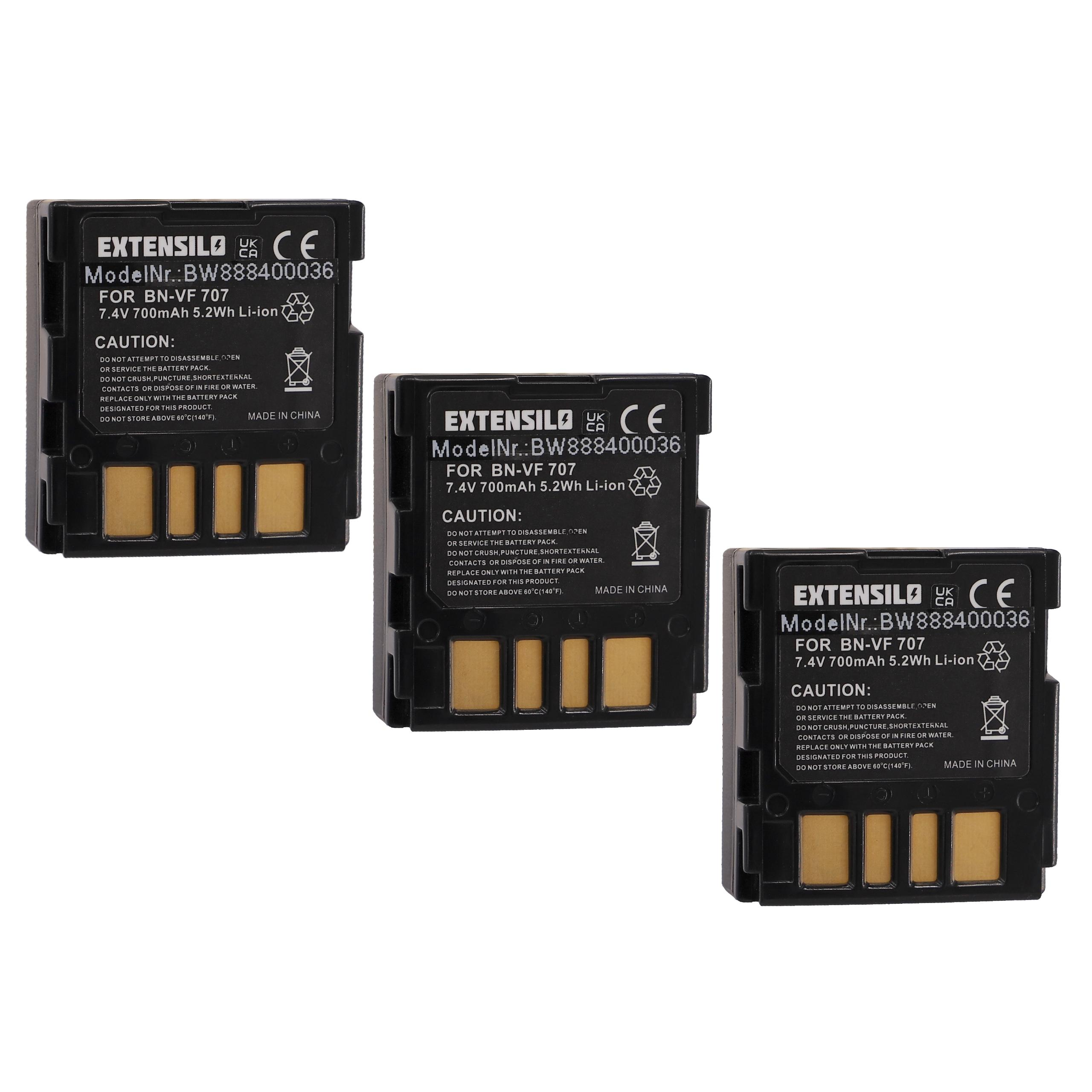 Drei schwarze Batterien mit goldfarbenen Kontakten. Jede hat weißen Text und ein Vorsichtsetikett.