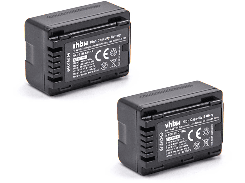 VHBW Ersatz Li-Ion für für Akku 1600 Volt, VW-VBT190 - Kamera, Panasonic 3.6
