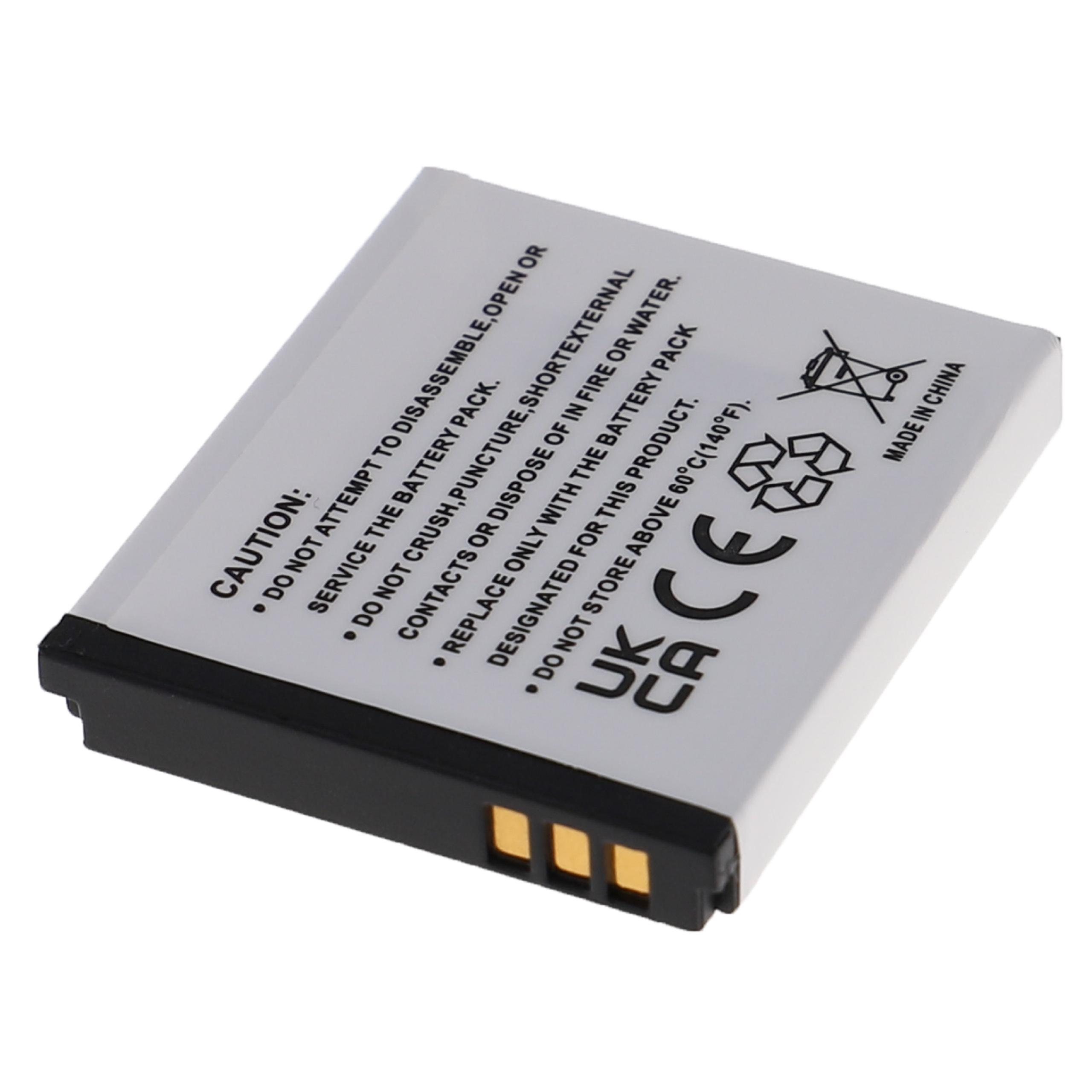 Weiße Batterie mit Text und Symbolen.