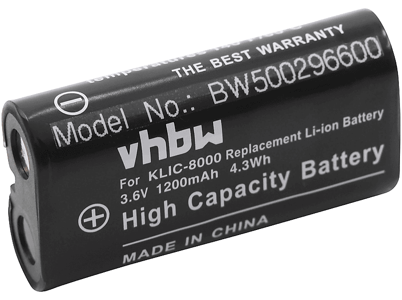 VHBW Ersatz Li-Ion für Kamera, 3.6 Kodak Akku RB50 für 1520 Klic-8000, - Volt