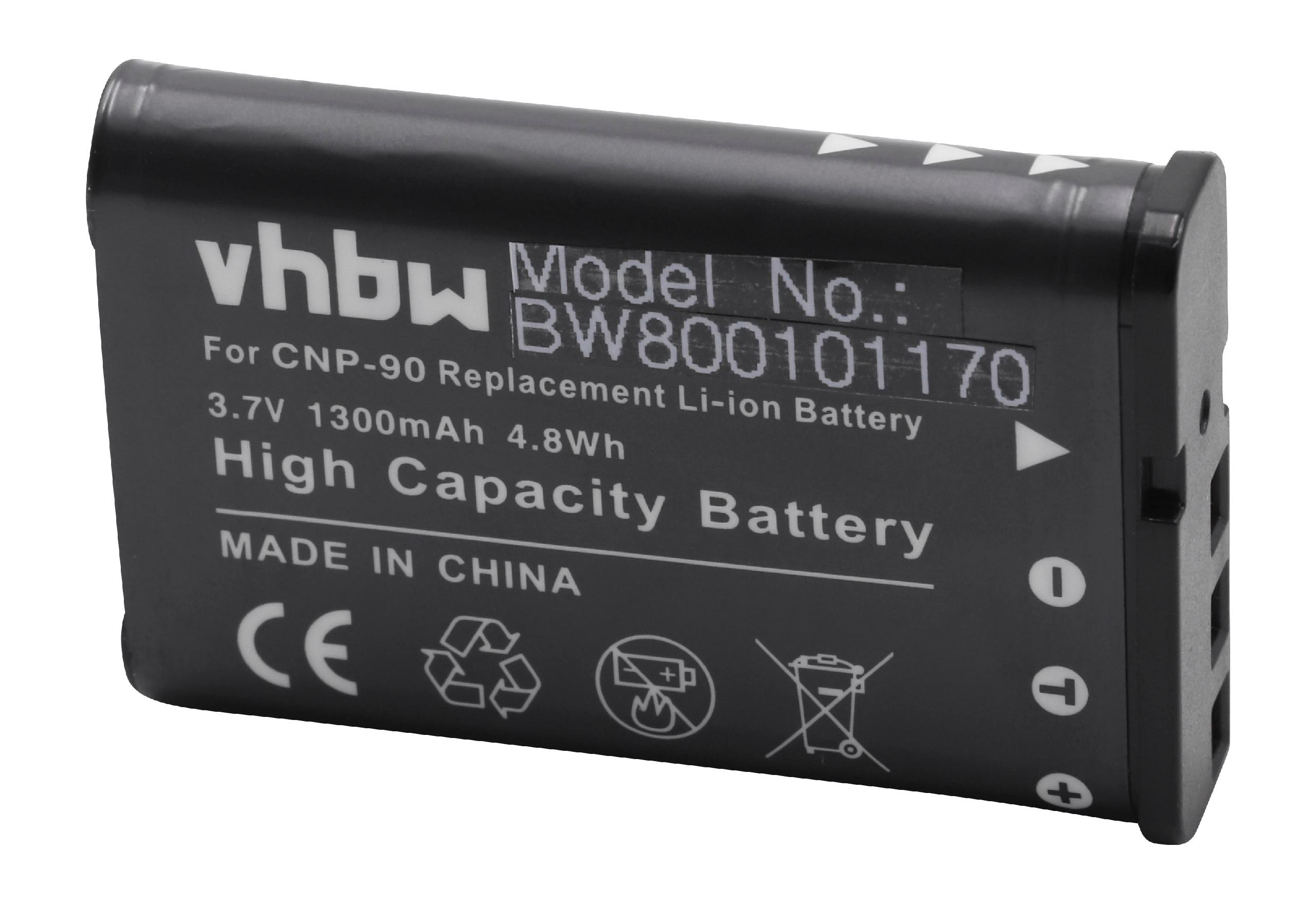 VHBW kompatibel mit Casio Exilim mAh H20G, Serie Akku, H15 EX H10, Li-Ion 3.6 FH100, Volt, 1300 HI-Zoom