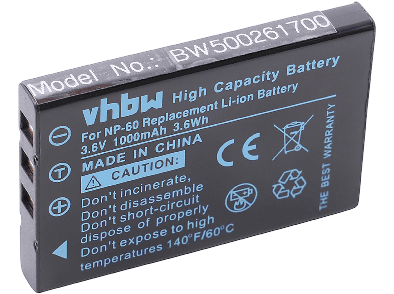 VHBW Ersatz für Ricoh DB-40 für Li-Ion Akku - Kamera, 3.6 Volt, 1000