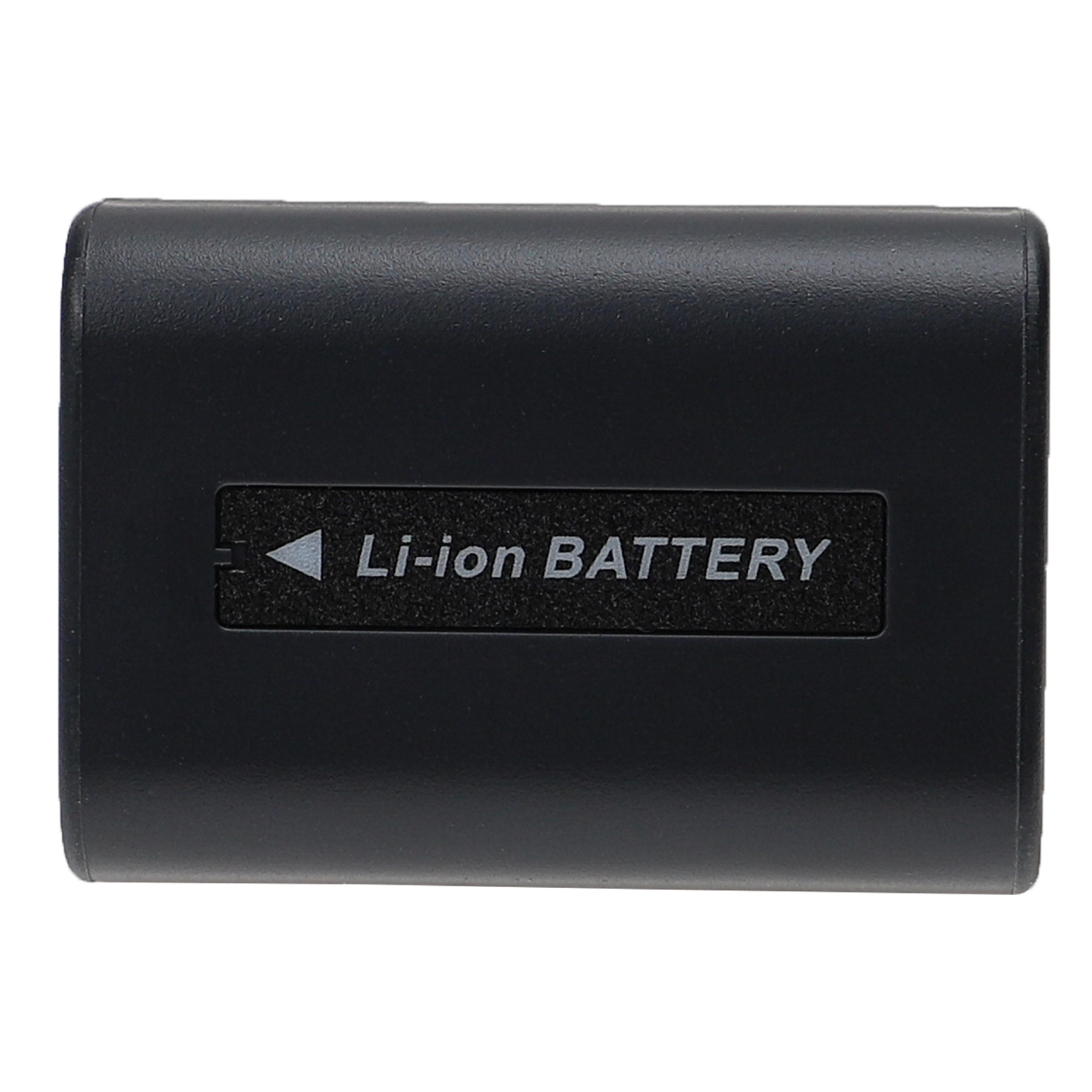 Schwarzer Li-Ion-Akku mit weißem Etikett und dem Schriftzug "Li-ion BATTERY".