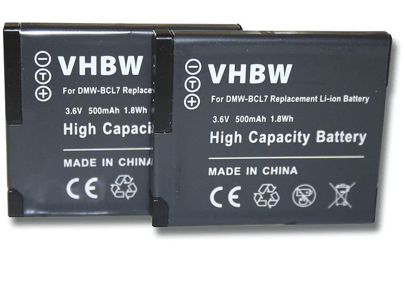 VHBW kompatibel mit Panasonic Kamera, DMC-FH10, - DMC-F5S, DMC-FH10P, DMC-F5K, Lumix DMC-FH10K, Li-Ion DMC-F5P, Akku Volt, 3.6 500 DMC-F5