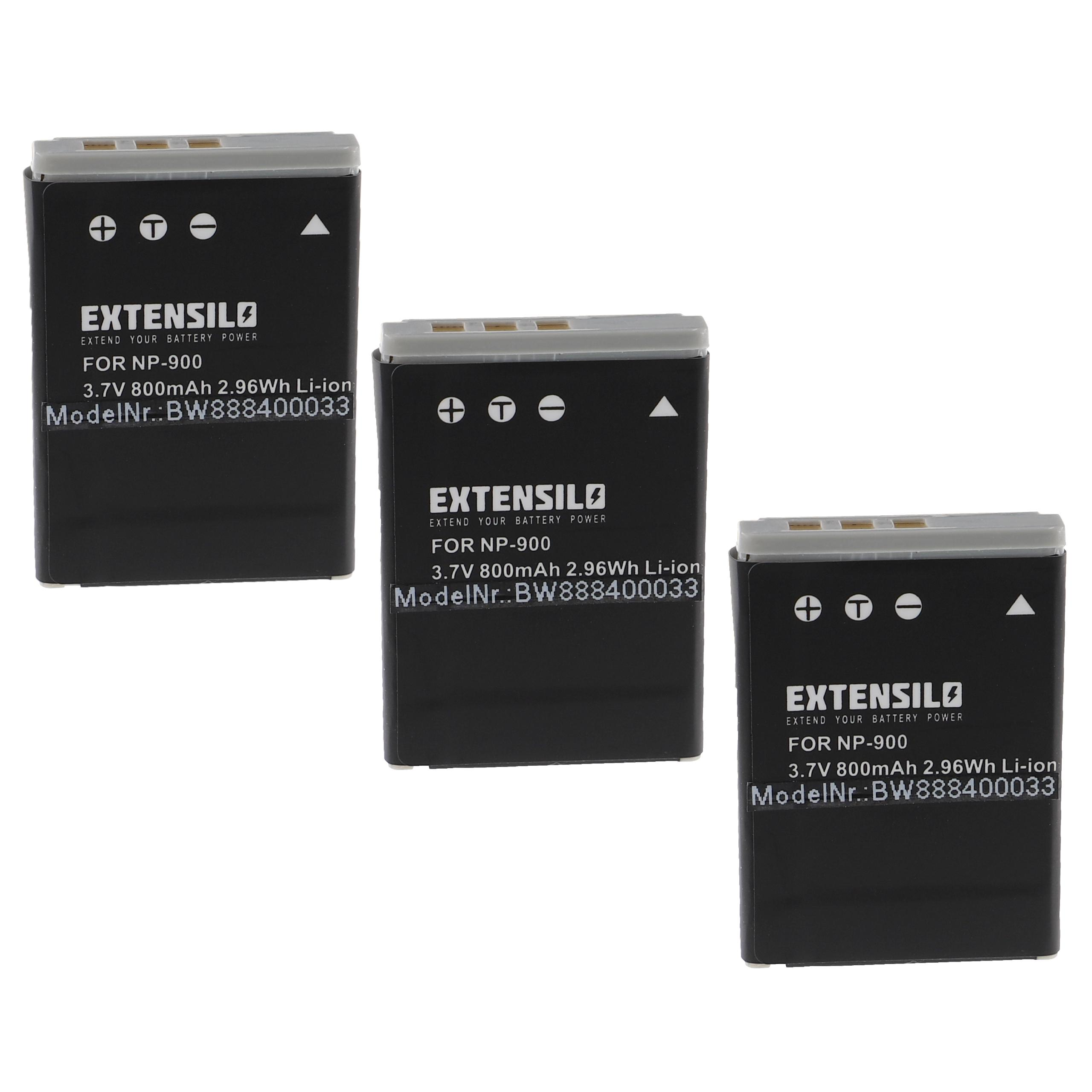Drei schwarze Batterien mit Text. Sie haben Modellnummern und Markennamen.