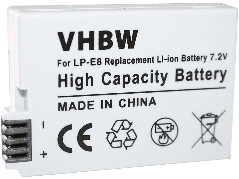 VHBW Ersatz für Canon LP-E8 Li-Ion für mAh 900 7.2 Volt, Akku