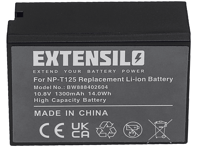 EXTENSILO Ersatz für Fujifilm NP-T125 für Li-Ion Akku - Kamera, 10.8 Volt, 1300