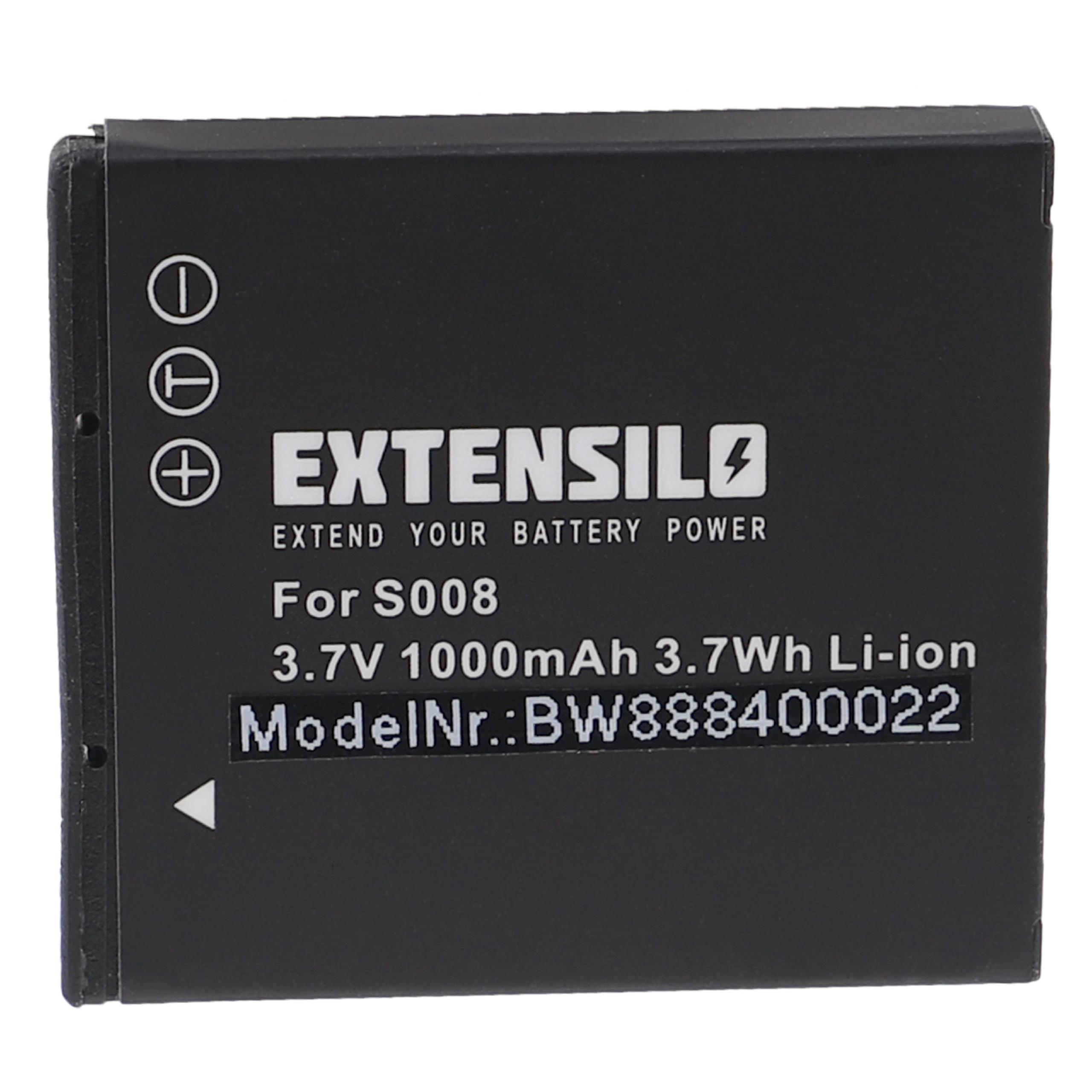 EXTENSILO kompatibel mit Panasonic SDR-SW20E, Akku SDR-SW21, 3.7 SDR-SW20EG-K, - SDR-SW20EG-S Kamera, 1000 Li-Ion Volt
