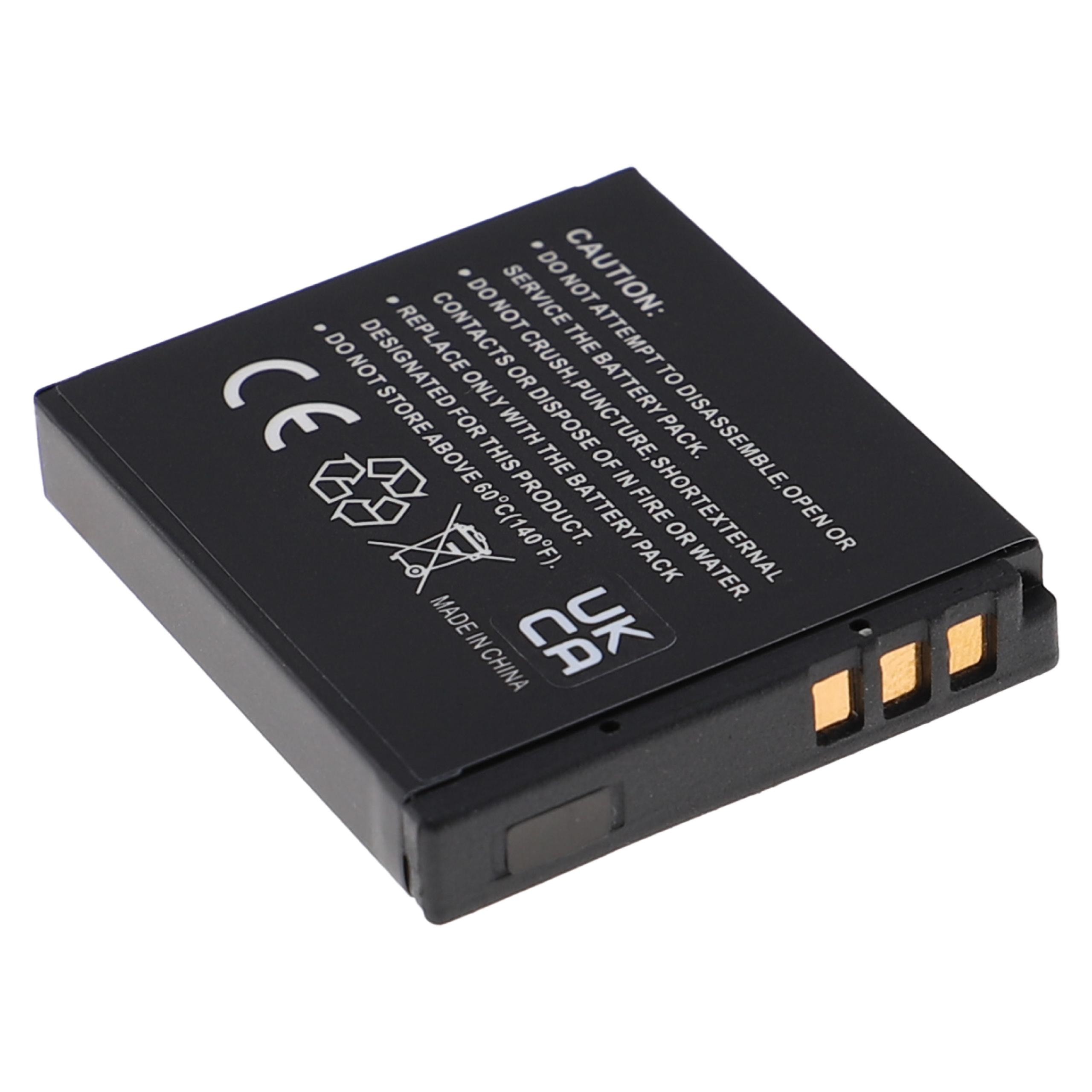 Schwarze Batterie mit Vorsichtshinweis, CE-, Recycling- und UKCA-Symbolen, Made in China.
