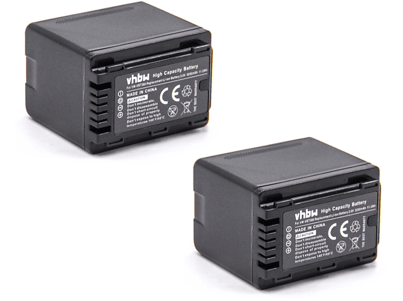 VHBW kompatibel mit Panasonic HC-V210MGK, HC-V270, HC-V210M, HC-V210GK, HC-V210, HC-V250EB, HC-V380 Li-Ion Akku - Kamera, 3.6 Volt, 3200