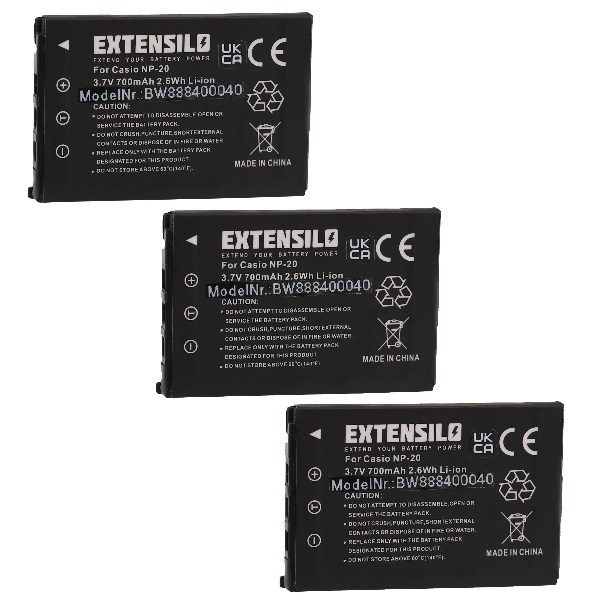 EXTENSILO kompatibel mit Casio 700 Exilim Li-Ion - EX-Z15, EX-Z6, EX-Z70, EX-Z3, Volt, Akku EX-Z65, Kamera, EX-Z60, EX-Z18 EX-Z5, 3.7 EX-Z4